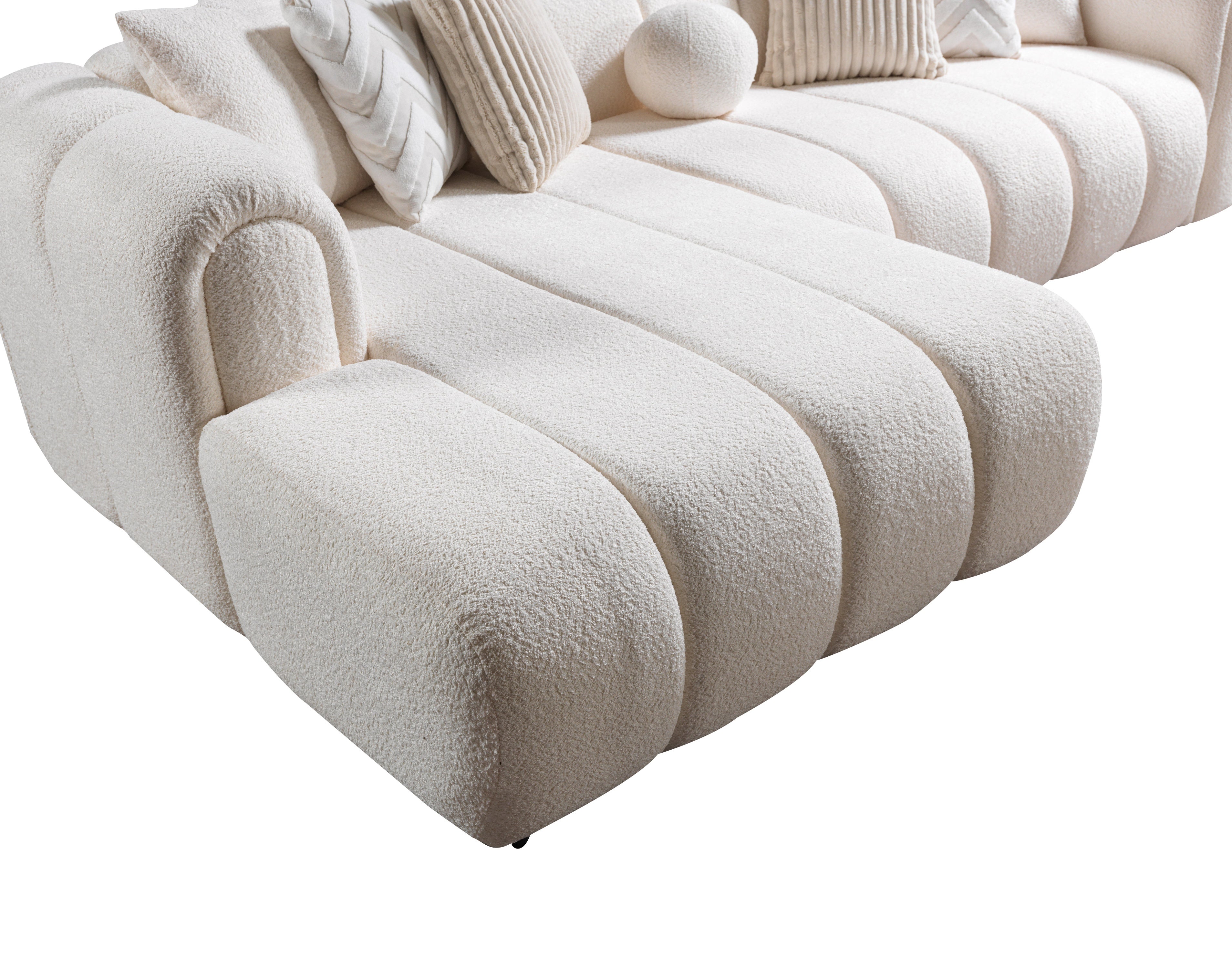 Lis Ivory Boucle LAF Sectional, view 8
