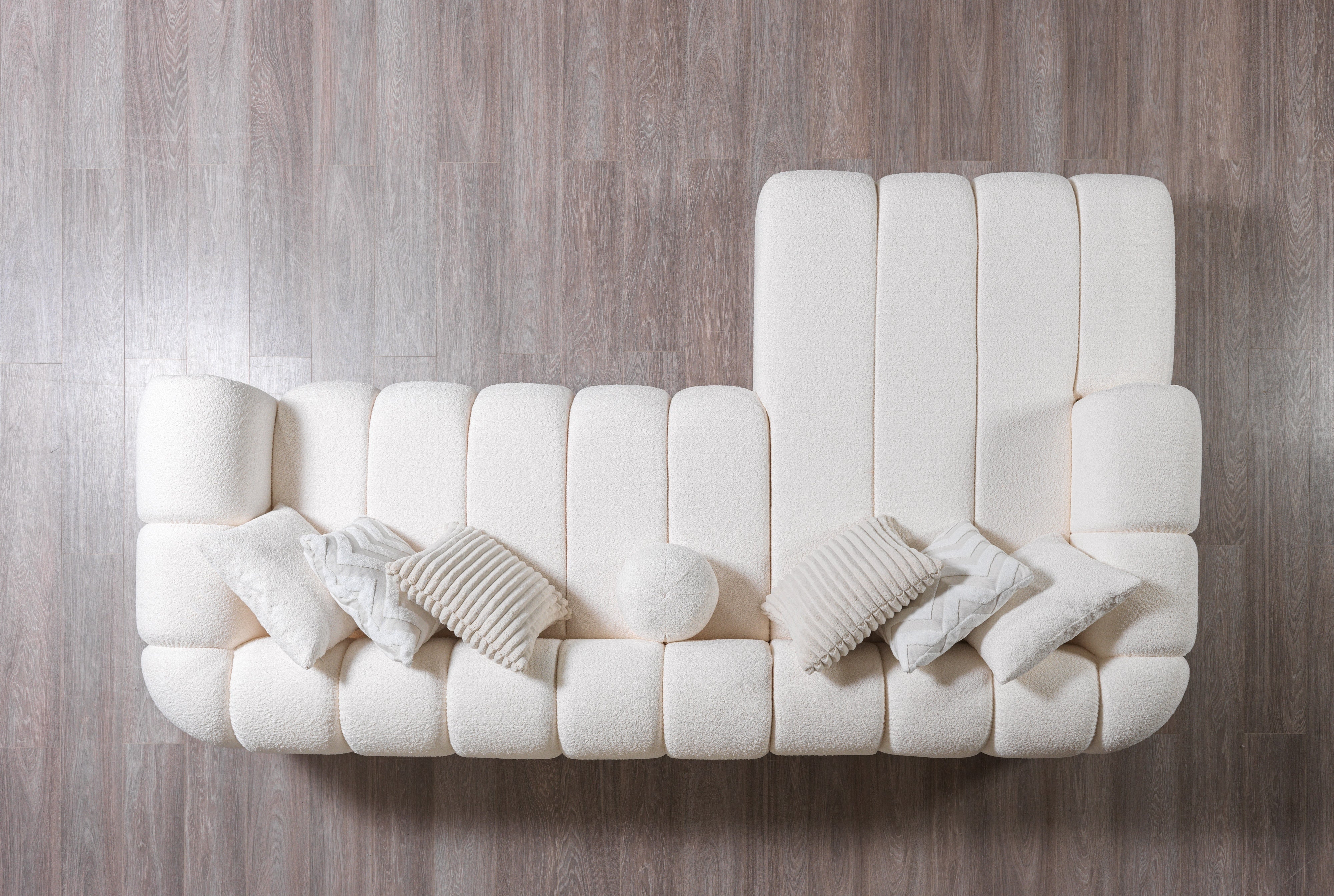 Lis Ivory Boucle LAF Sectional, view 6