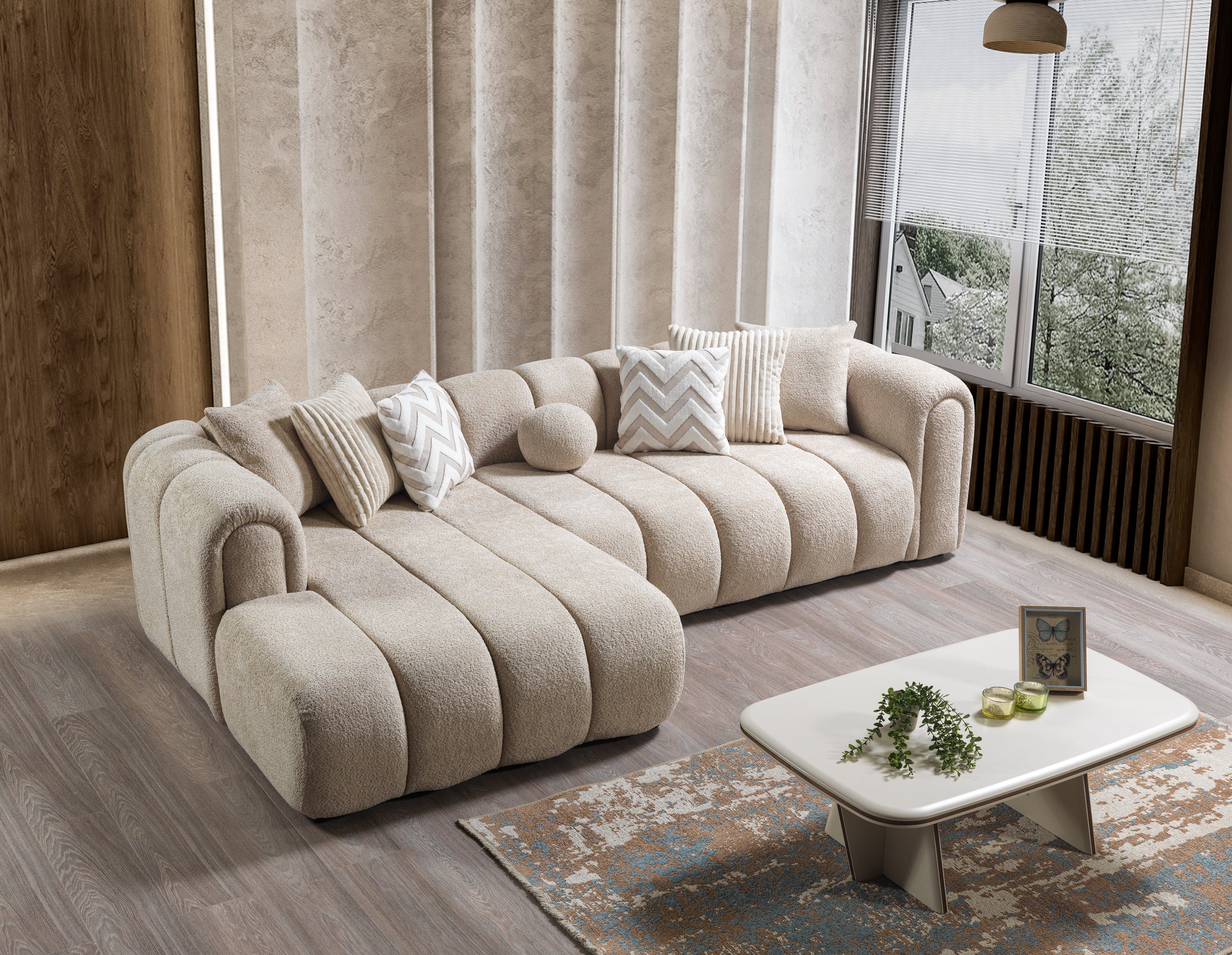 Lis Sand Boucle LAF Sectional, view 5