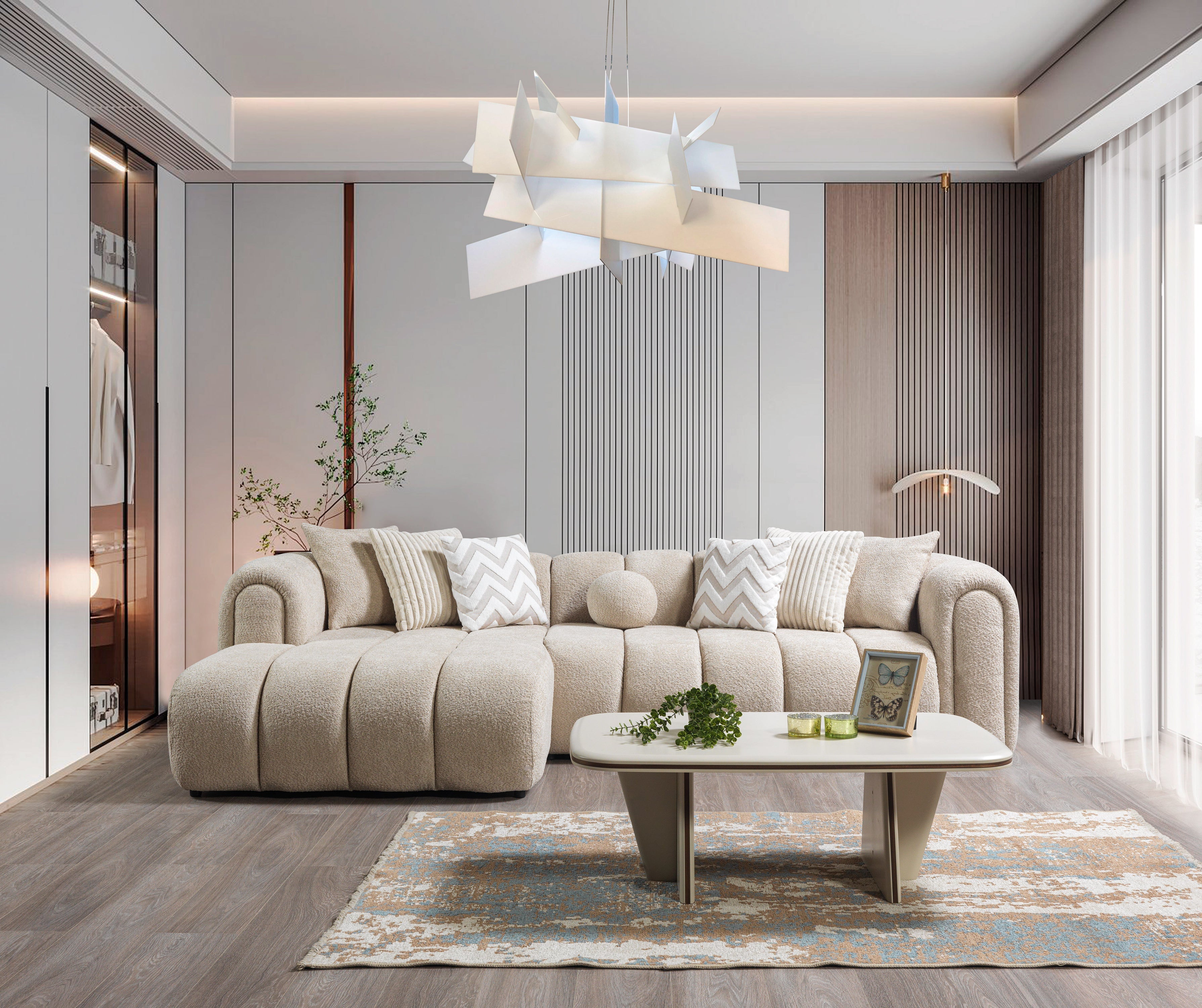 Lis Sand Boucle LAF Sectional