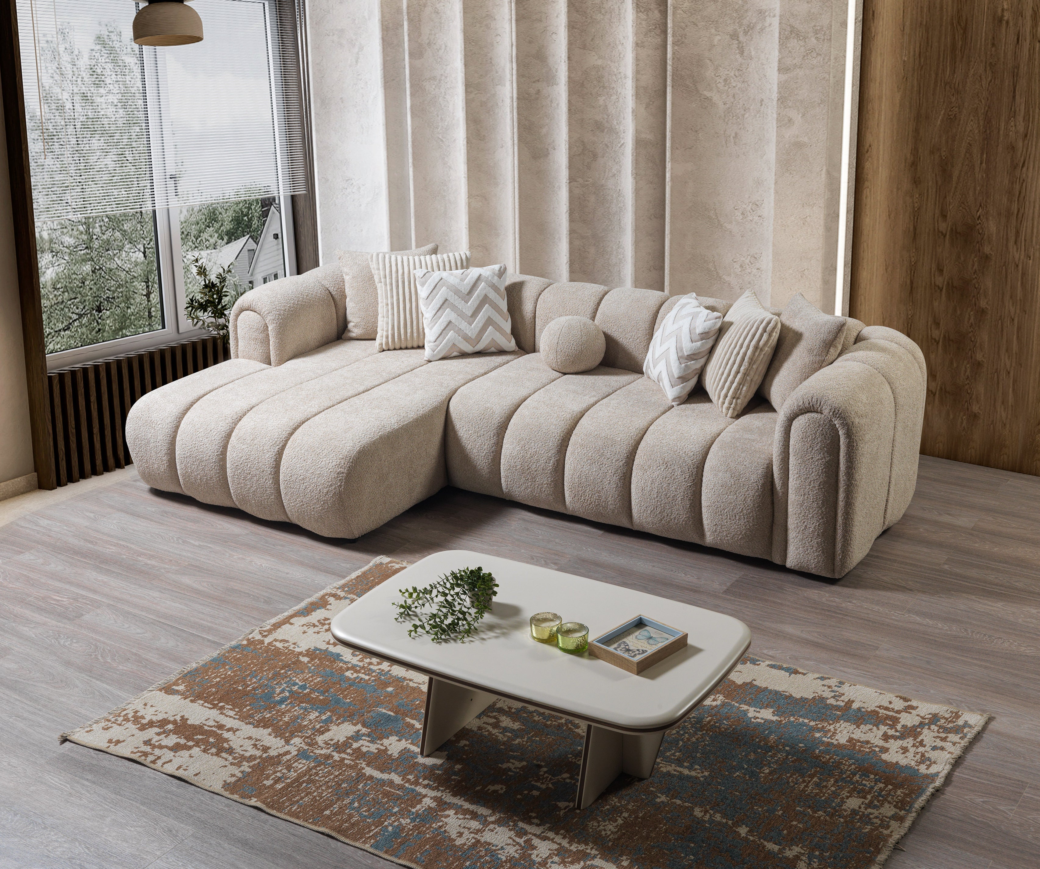 Lis Sand Boucle LAF Sectional, view 4