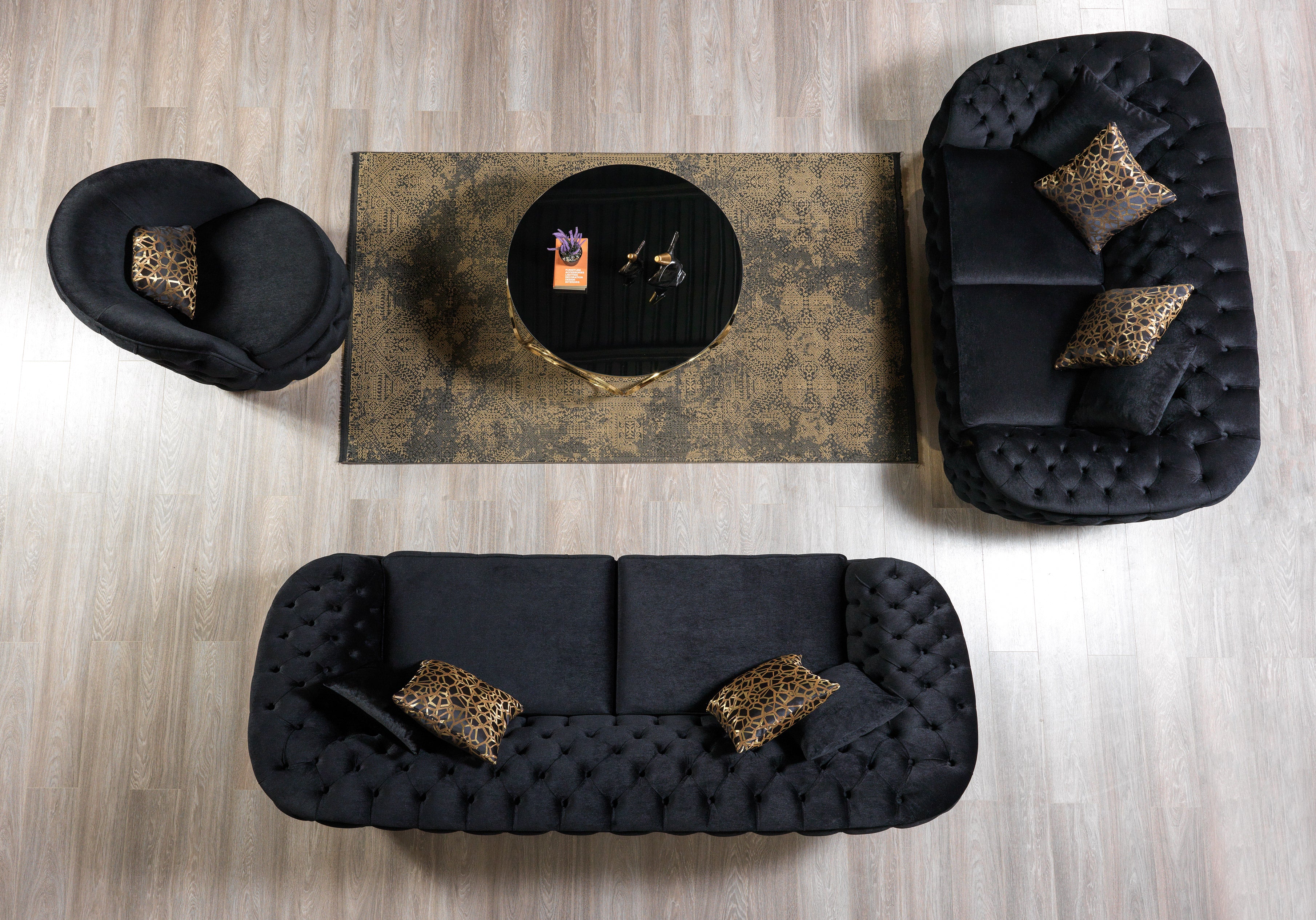 Lupino Black Velvet Chair, view 3