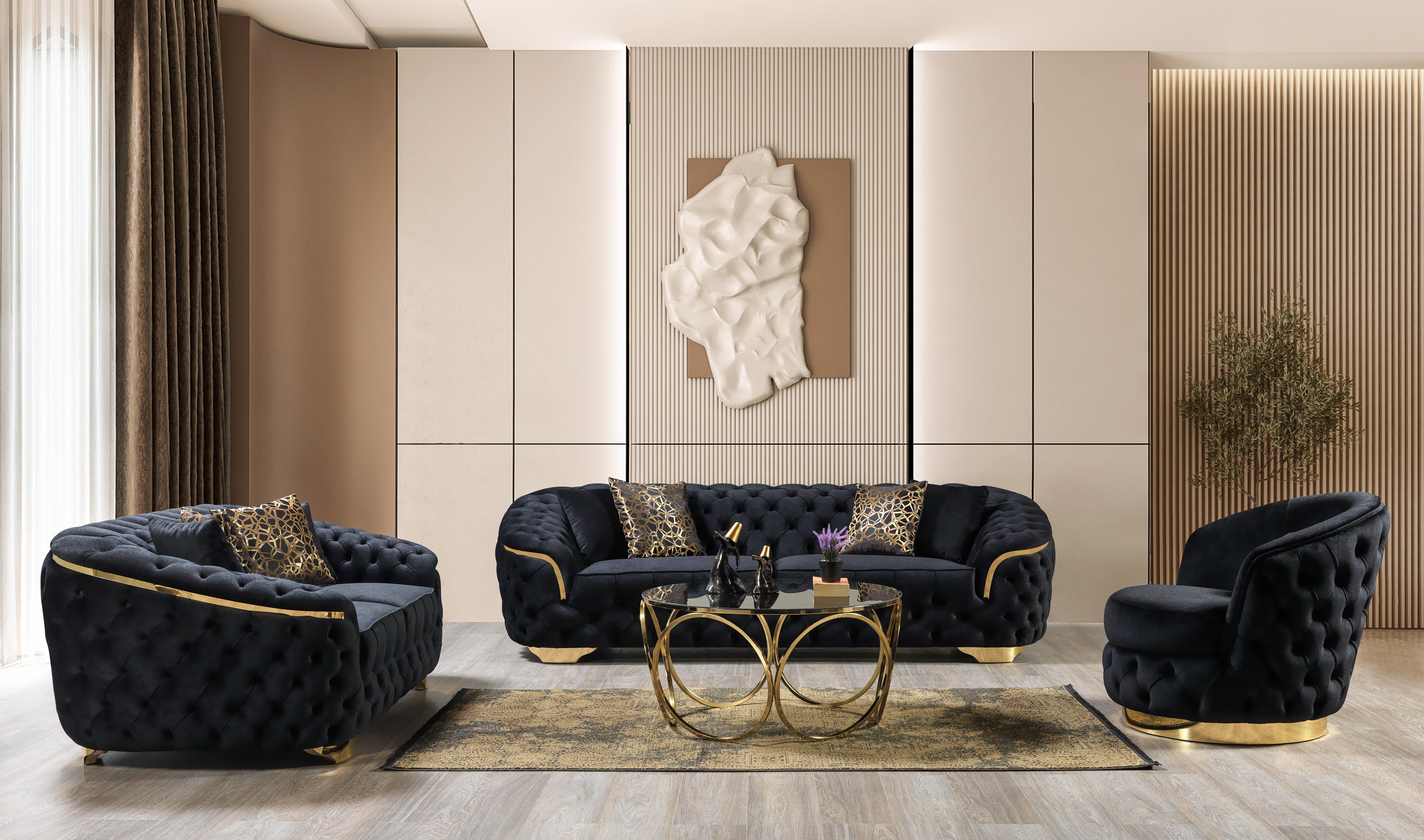 Lupino Black Velvet Chair, view 2