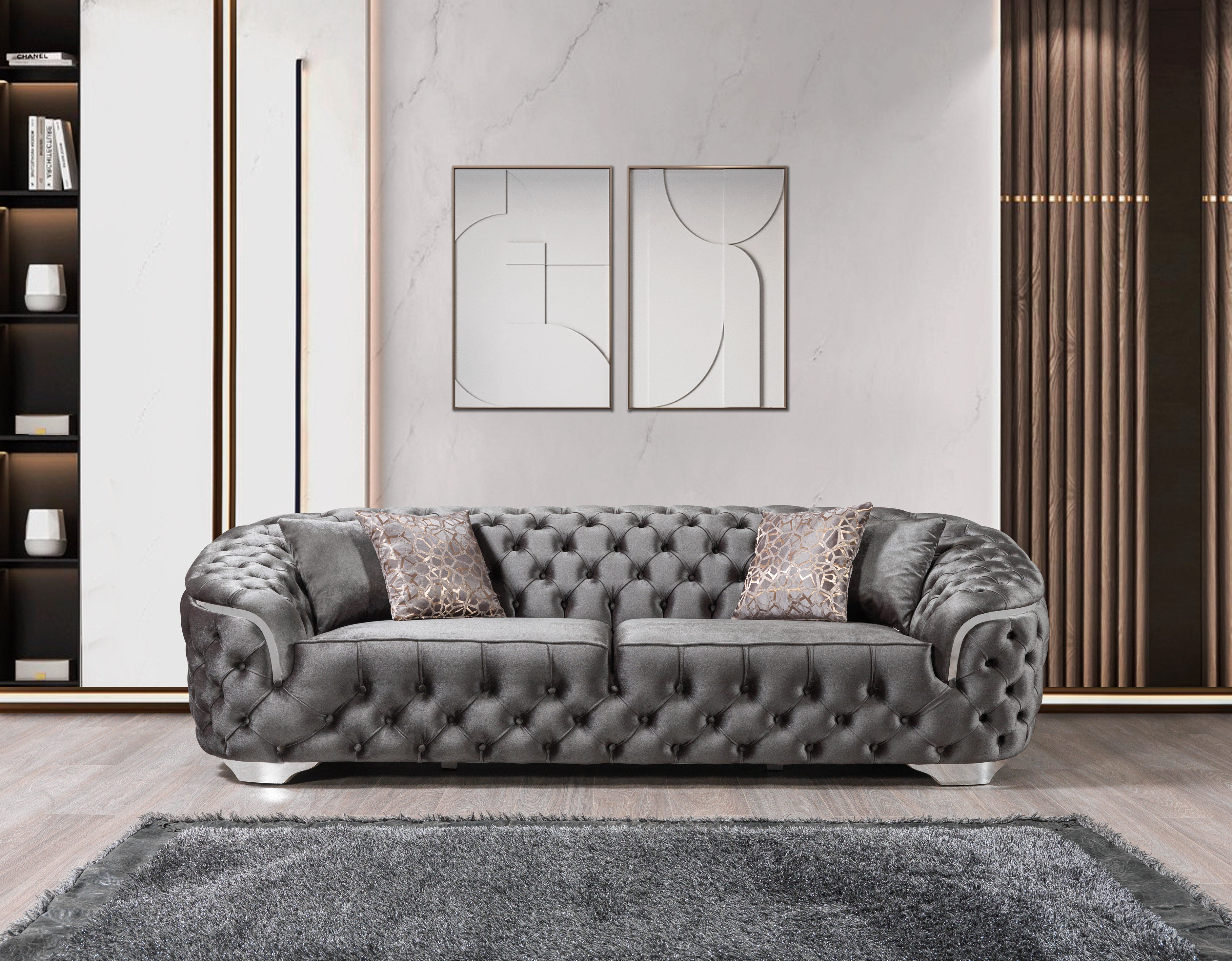Lupino Gray Velvet Sofa and Loveseat Set, view 4