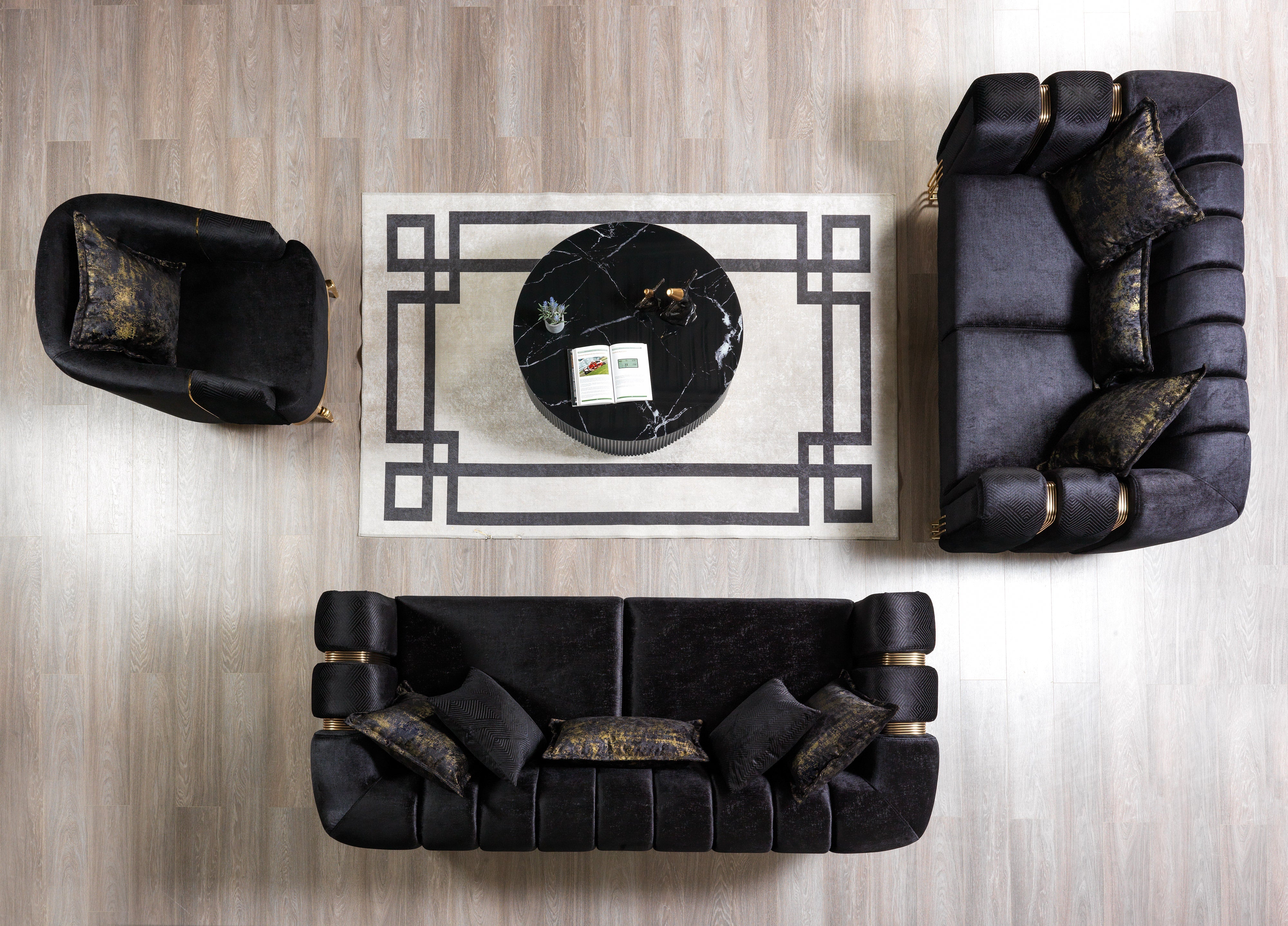 Santana Black Velvet Sofa, view 4