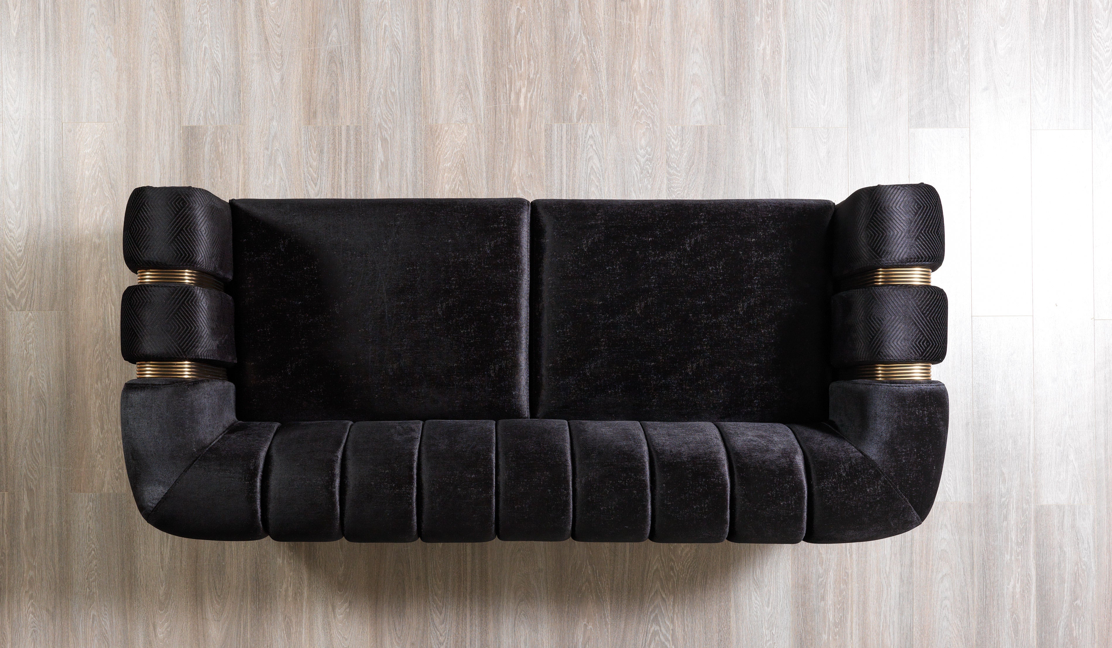 Santana Black Velvet Sofa, view 9