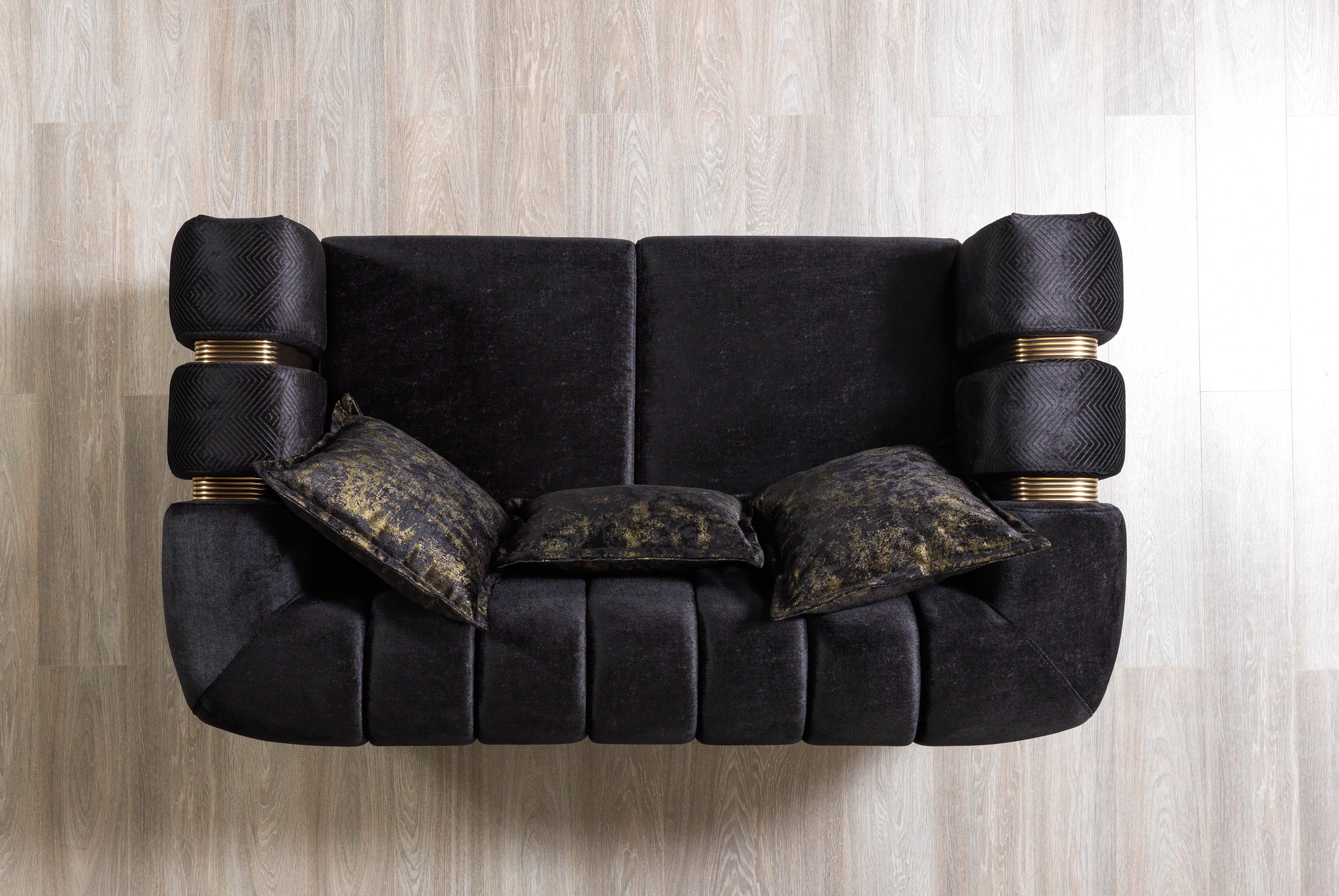 Santana Black Velvet Loveseat, view 5