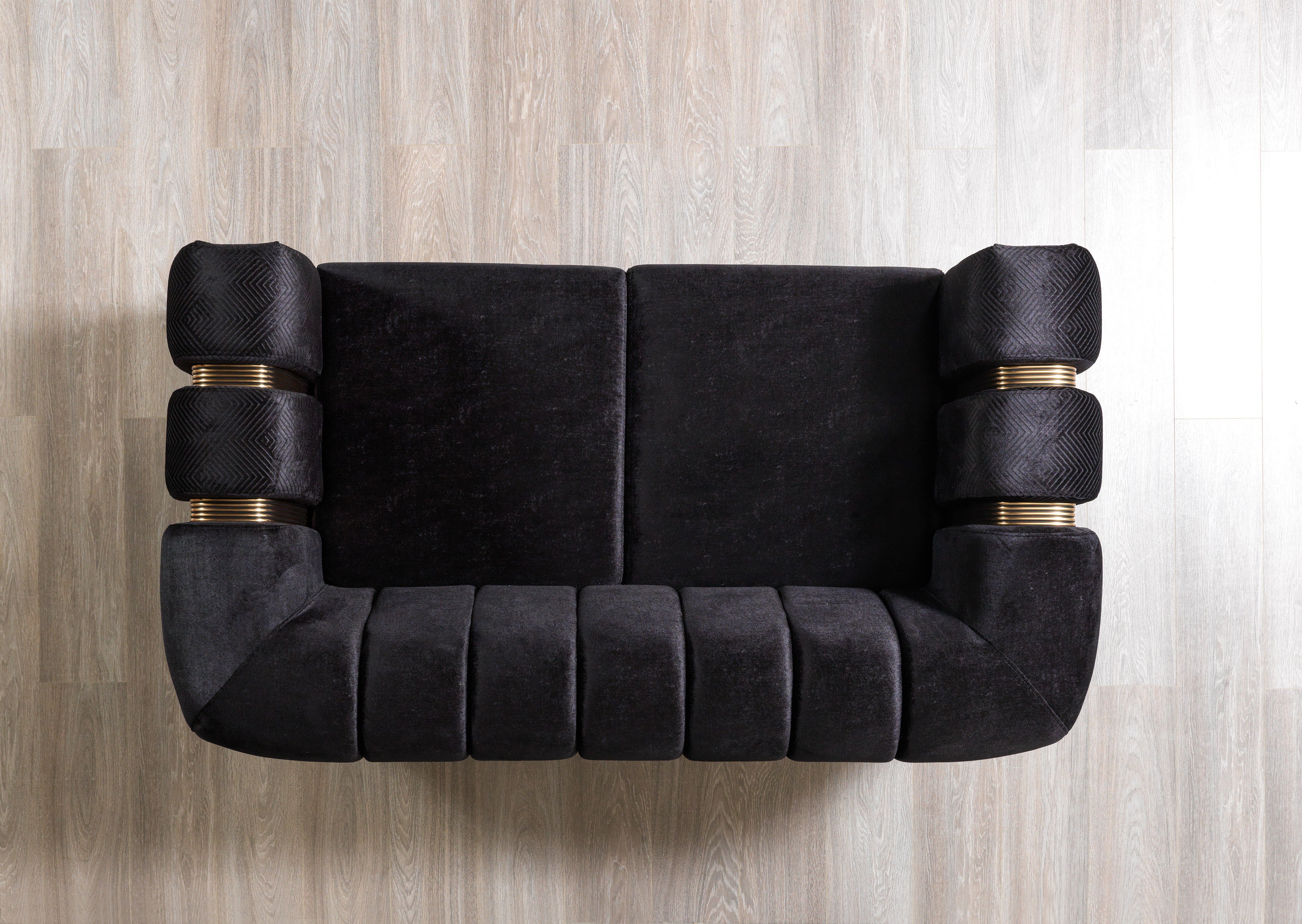 Santana Black Velvet Loveseat, view 6
