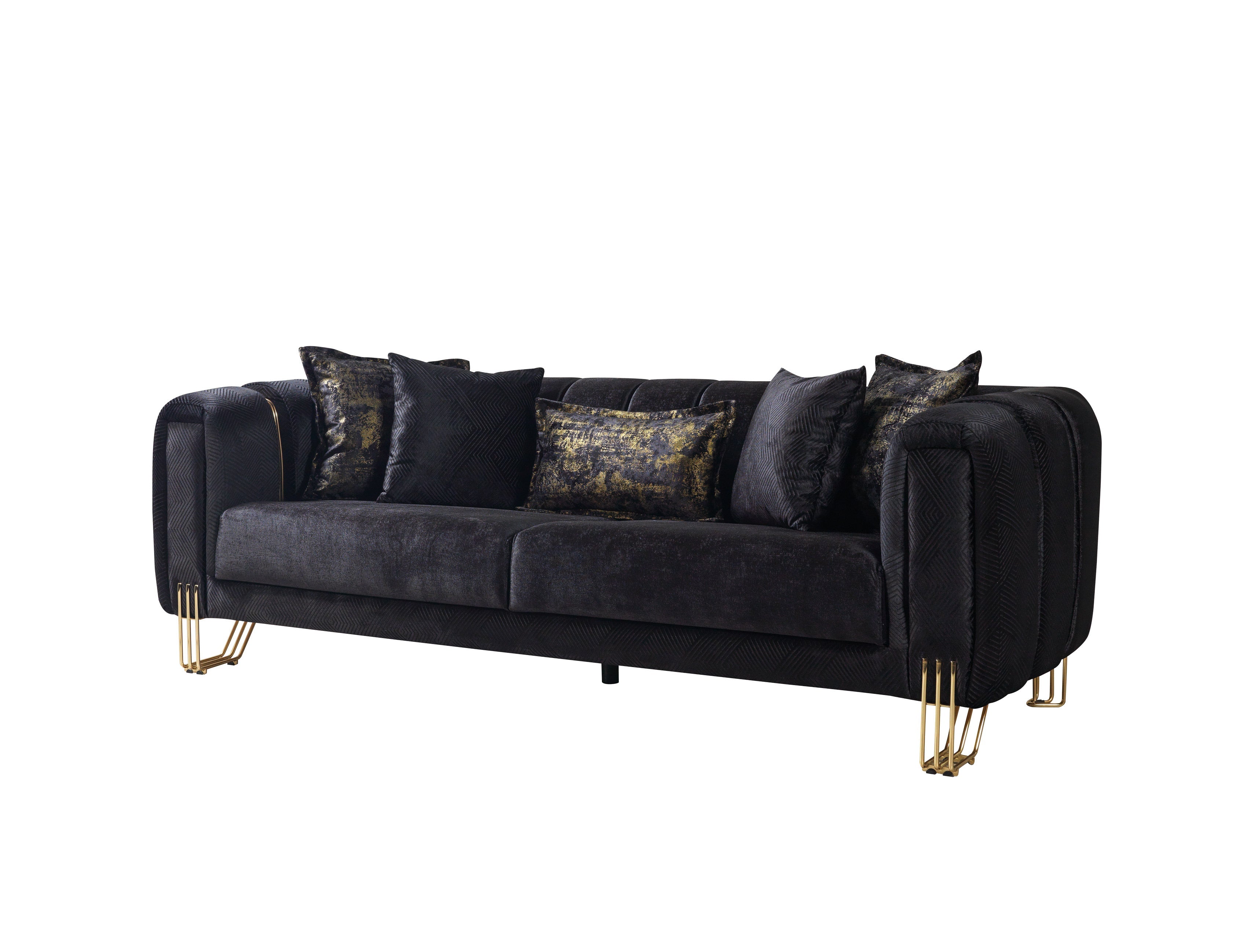 Santana Black Velvet Sofa, view 5
