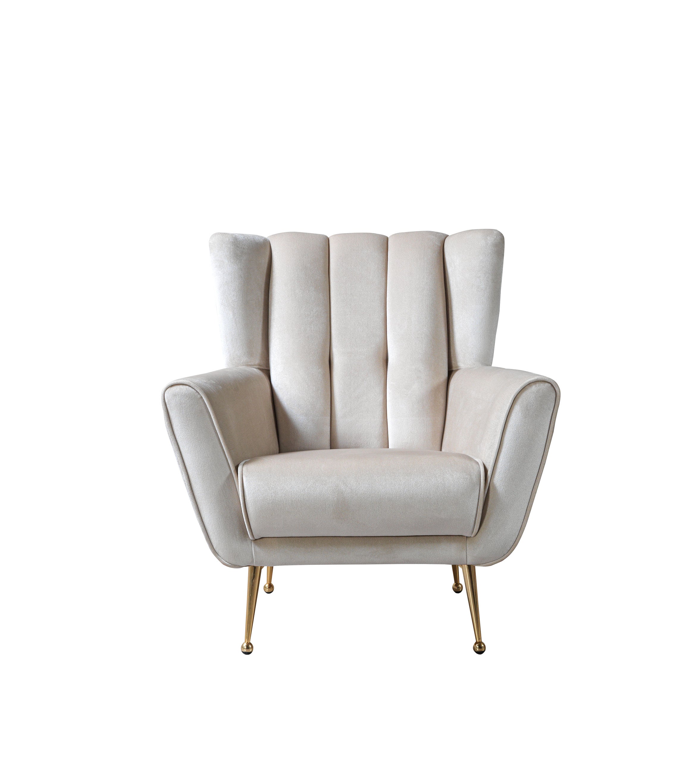 Merida Ivory Velvet Chair, view 3