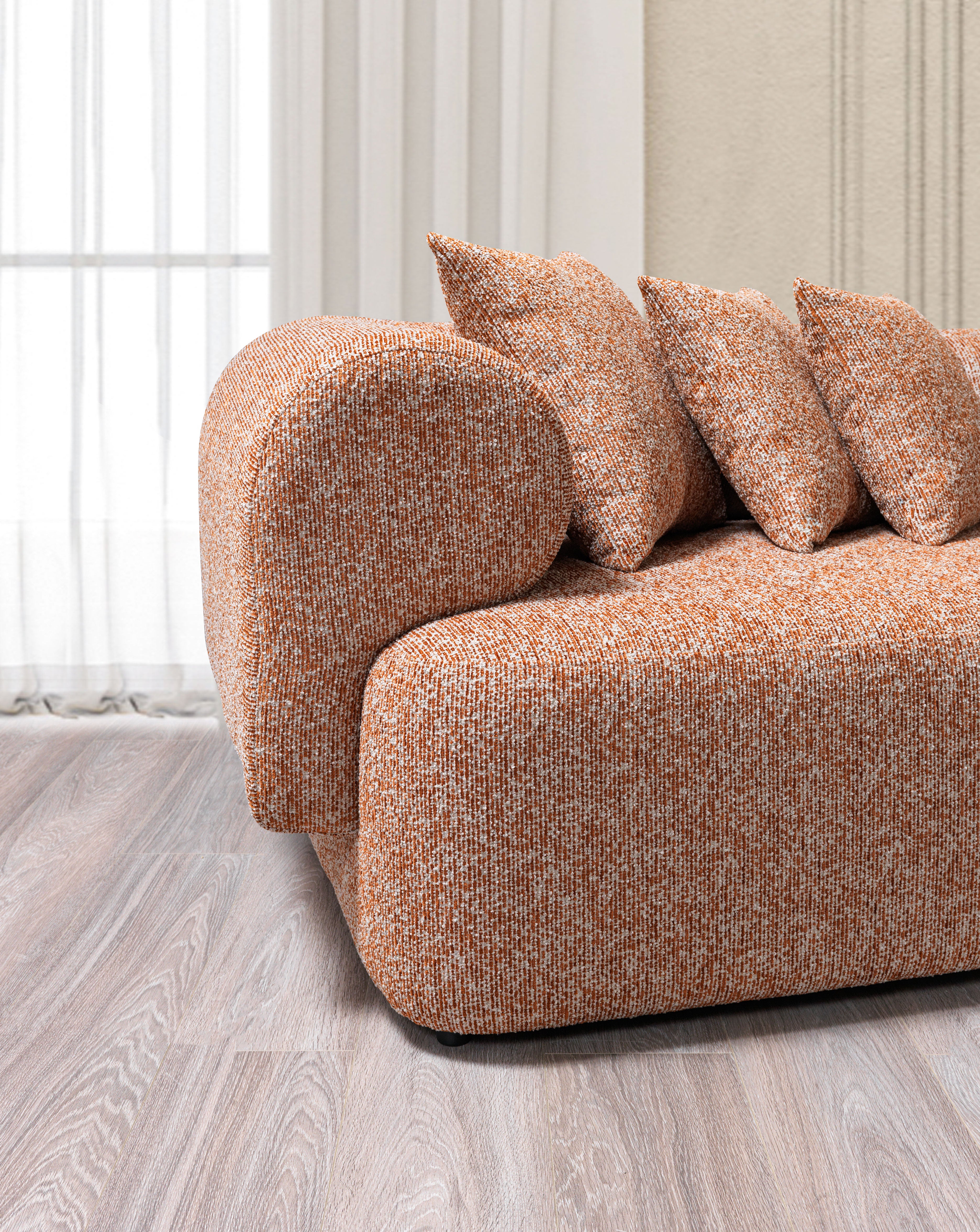 Lena Orange Boucle 3-Piece Curved Sectional, view 6