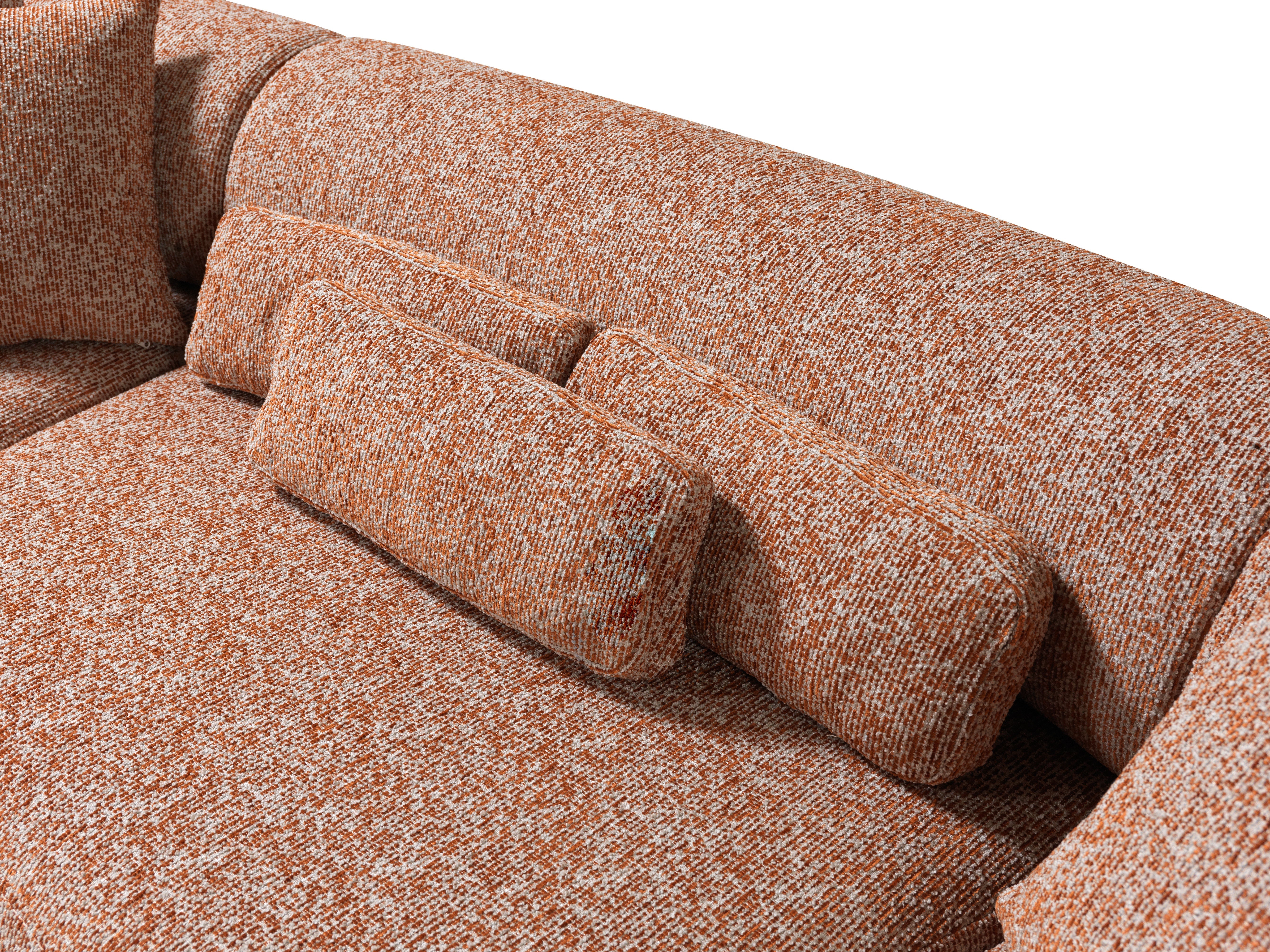 Lena Orange Boucle 3-Piece Curved Sectional, view 7