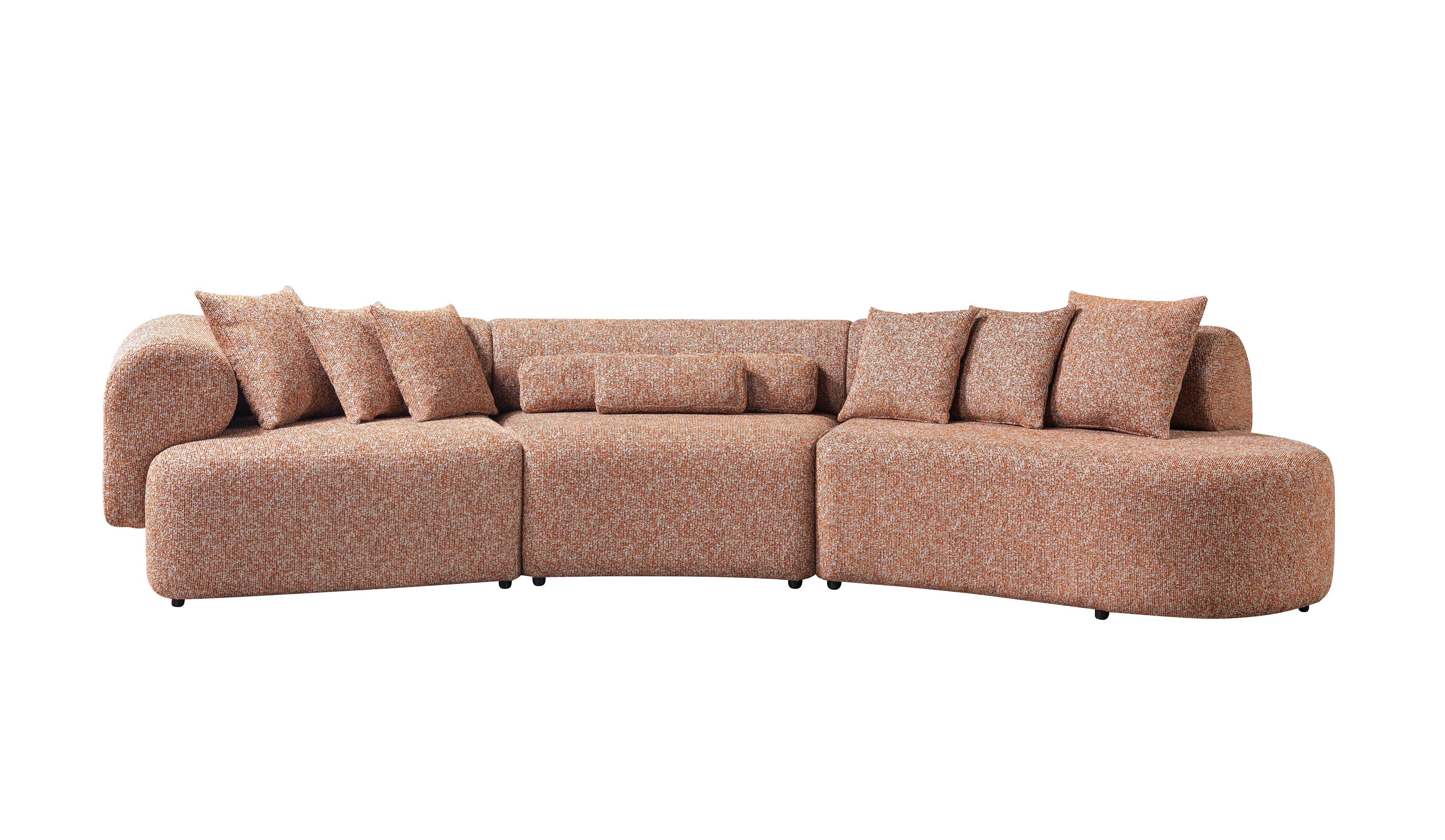Lena Orange Boucle 3-Piece Curved Sectional, view 10