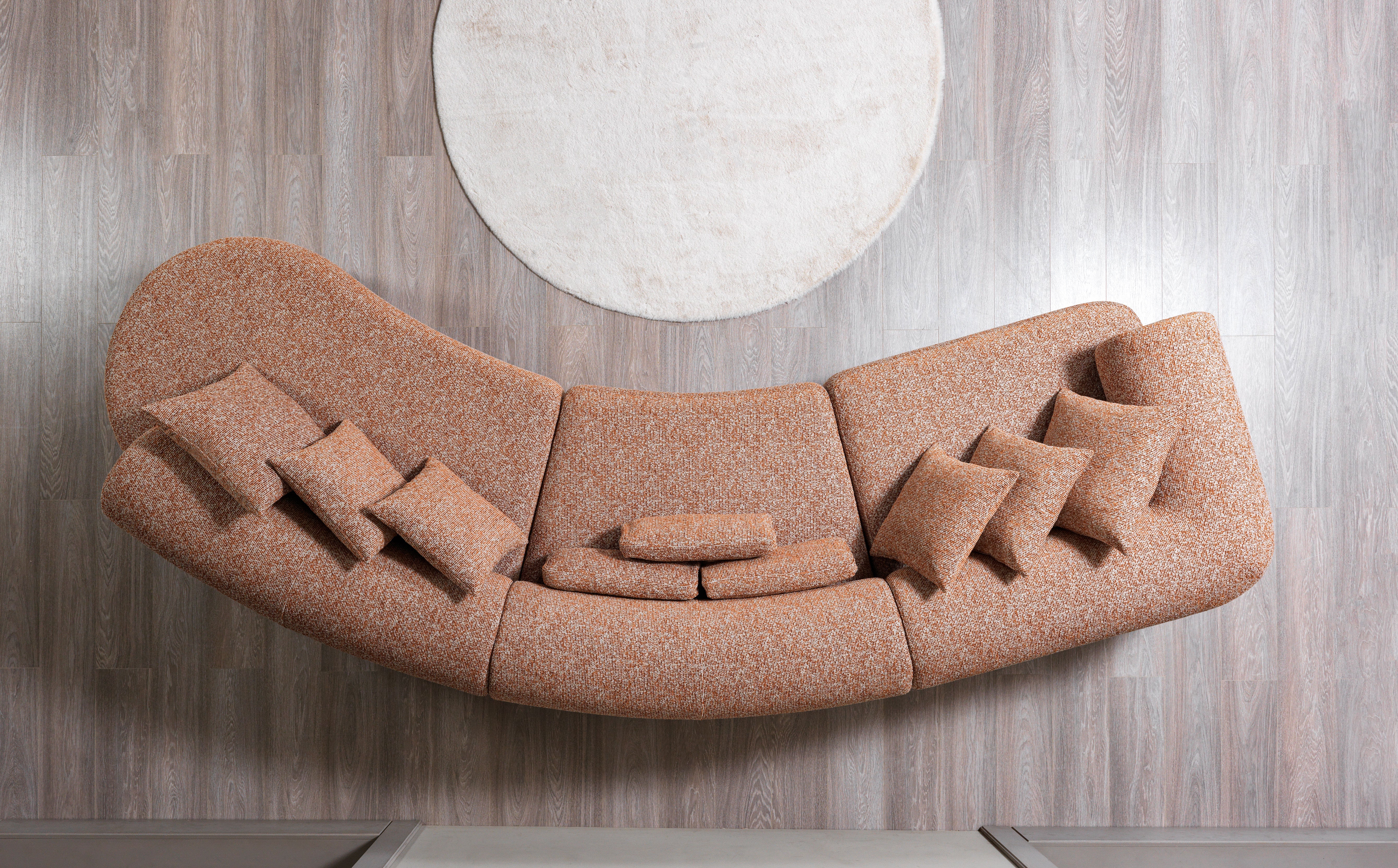 Lena Orange Boucle 3-Piece Curved Sectional, view 5