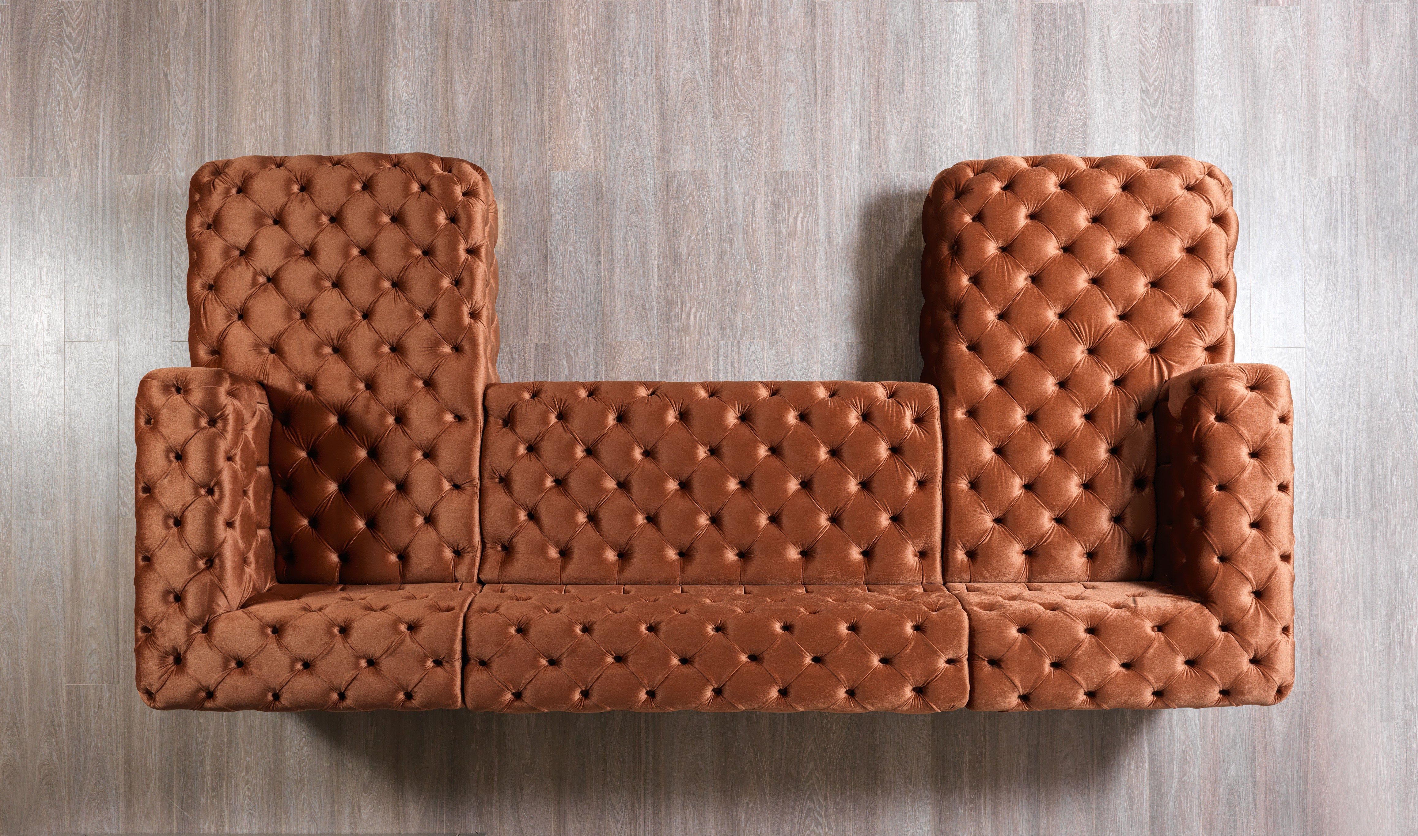 Neva Orange Velvet Double Chaise Sectional, view 5