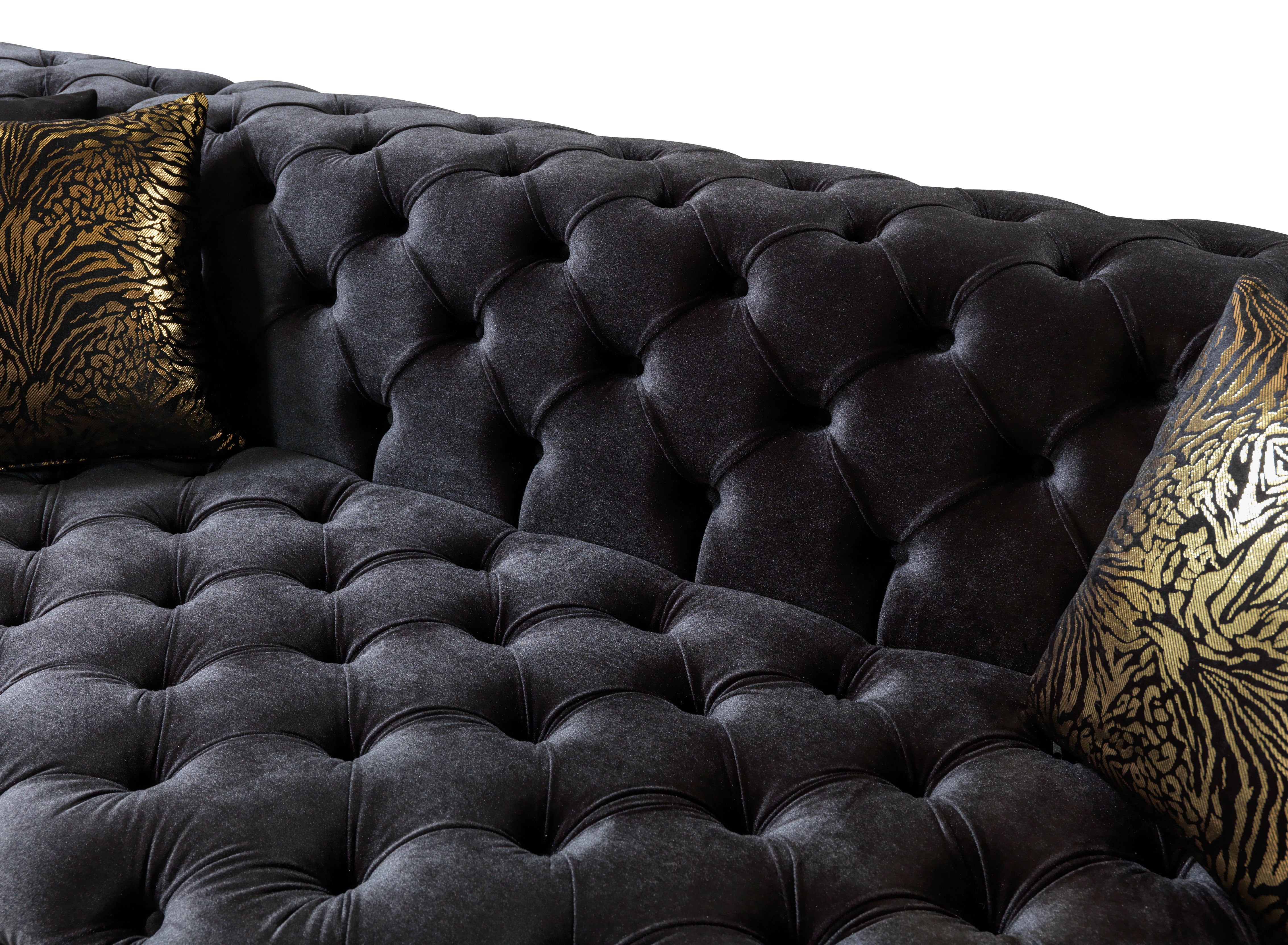 Neva Black Velvet Double Chaise Sectional, view 10