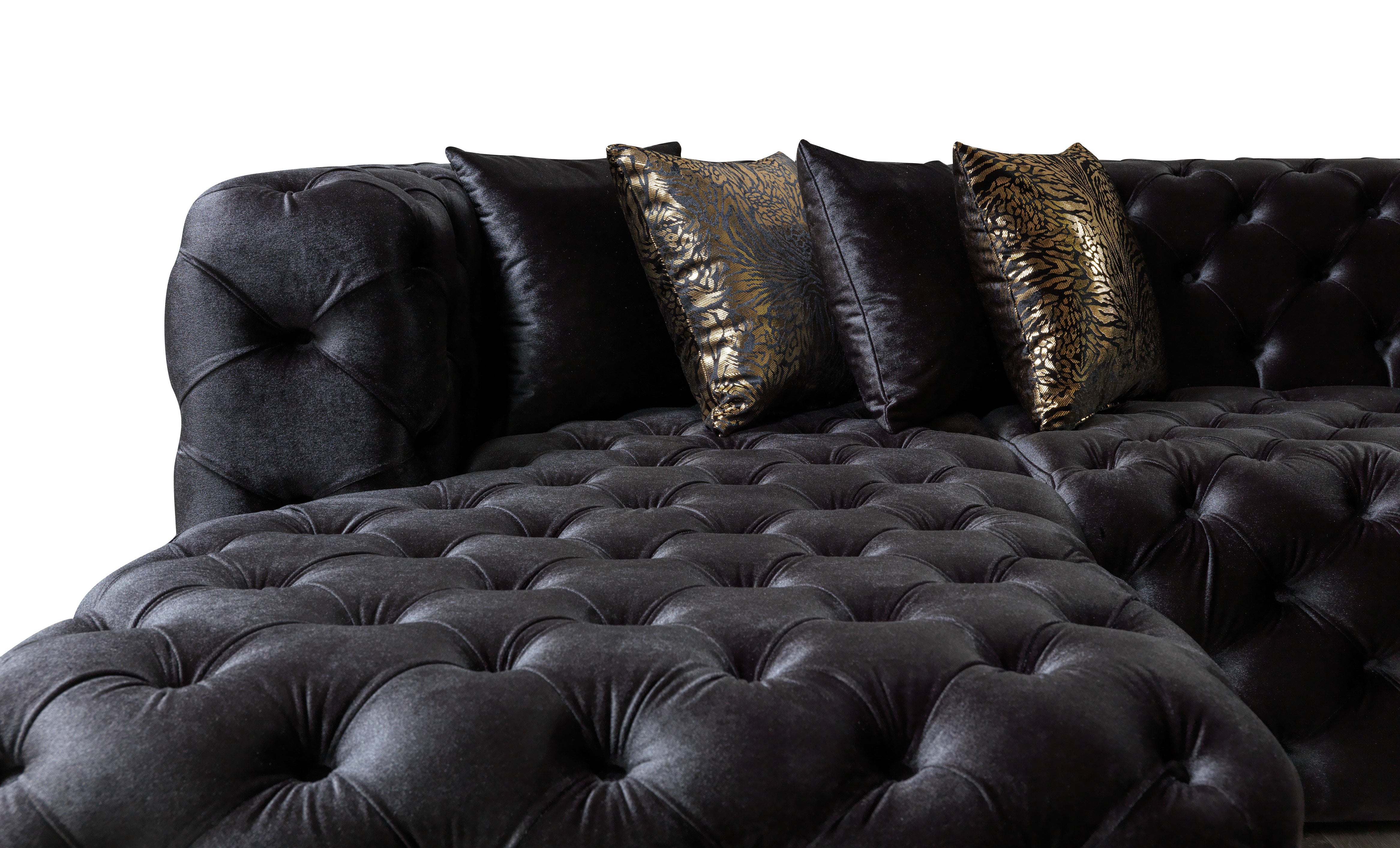 Neva Black Velvet Double Chaise Sectional, view 9
