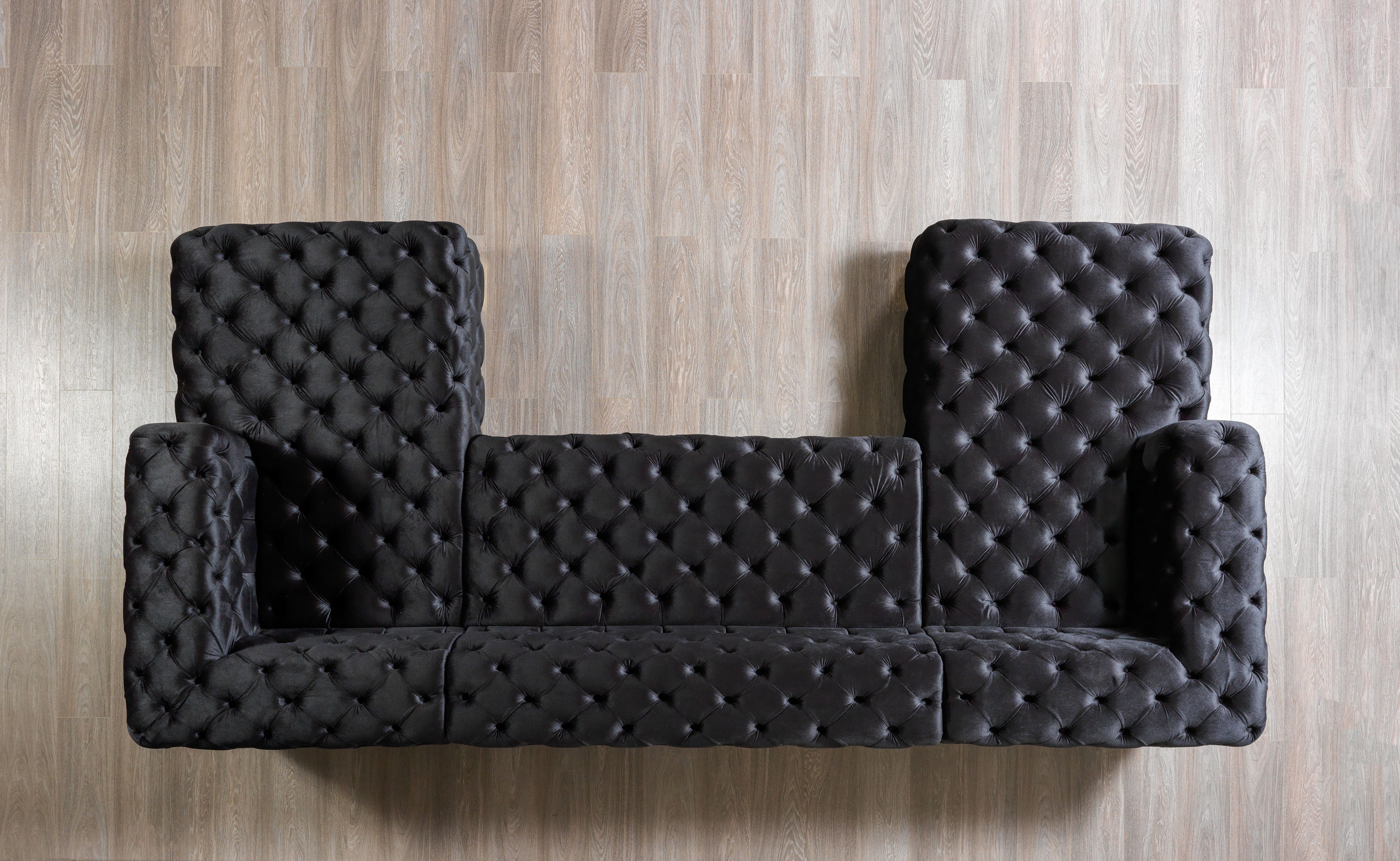 Neva Black Velvet Double Chaise Sectional, view 5