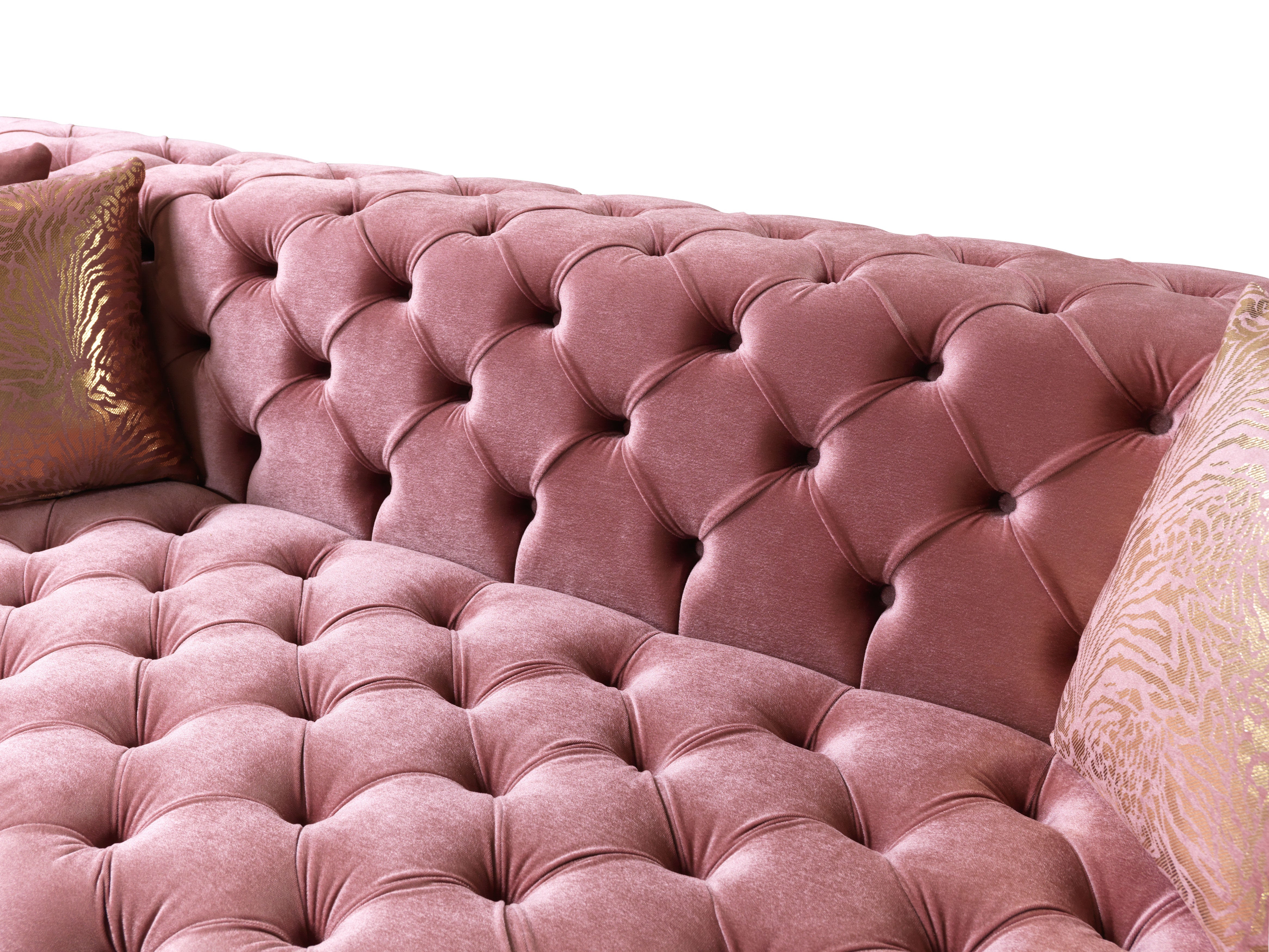 Neva Pink Velvet Double Chaise Sectional, view 9