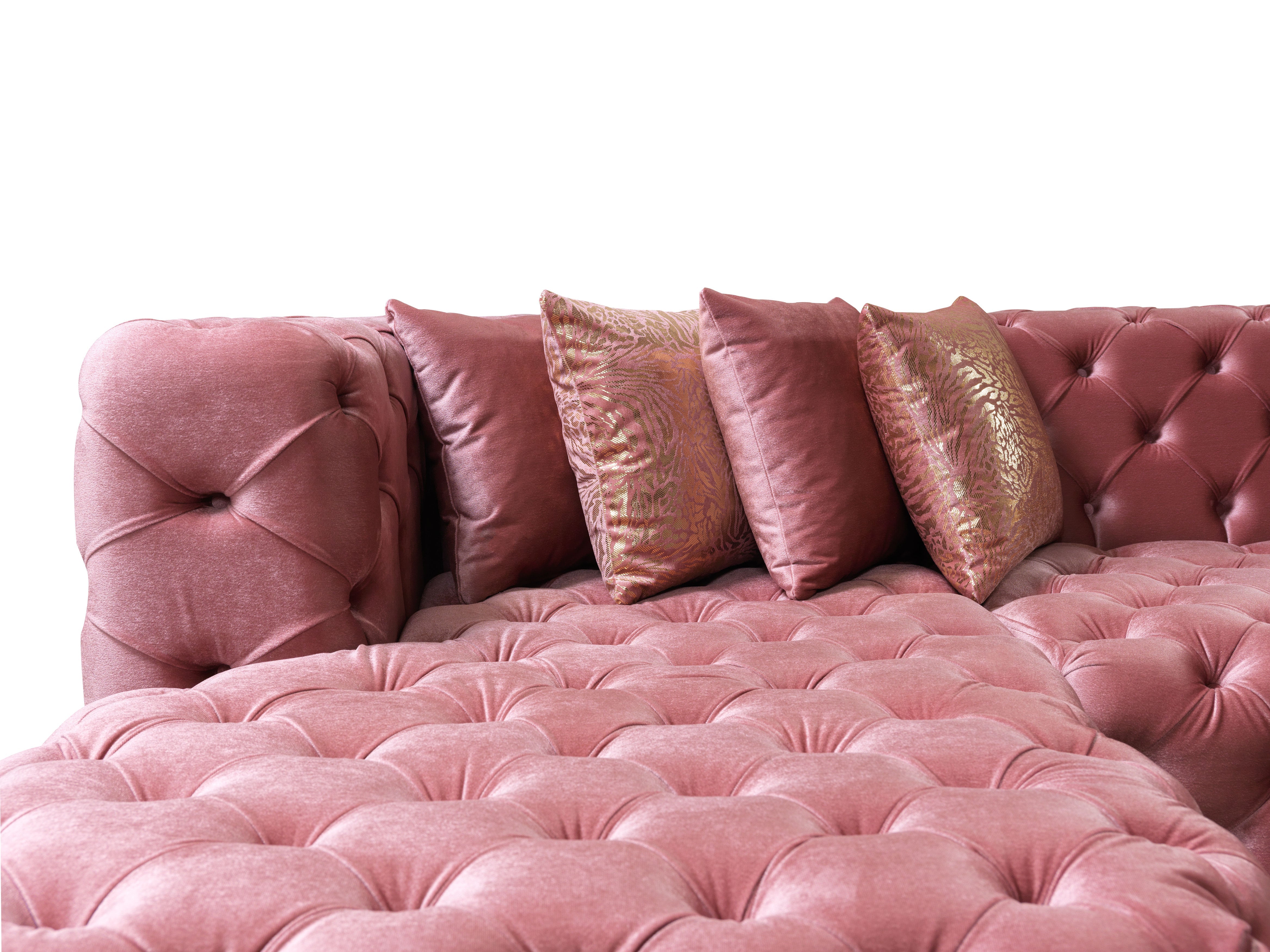 Neva Pink Velvet Double Chaise Sectional, view 8