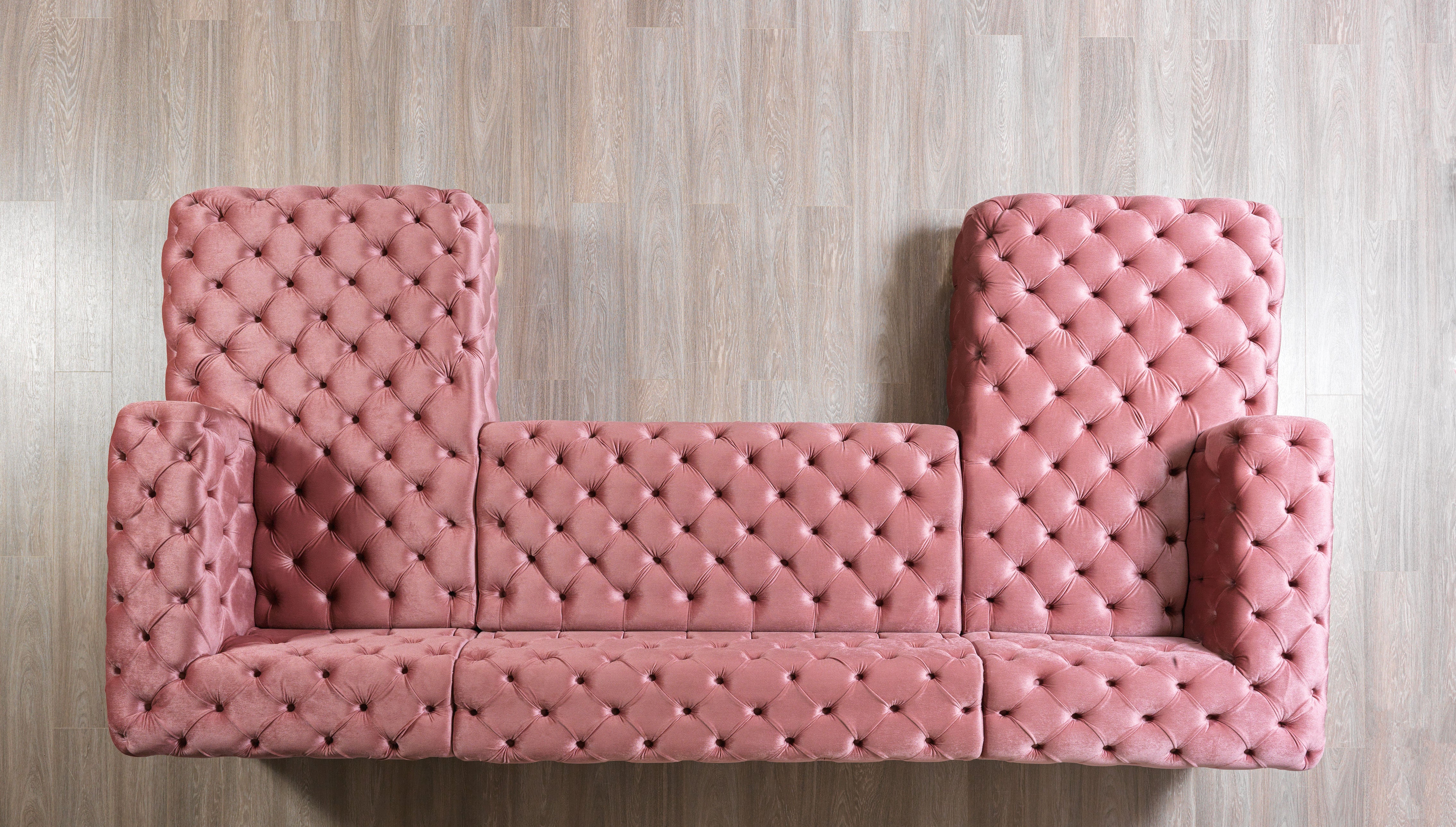 Neva Pink Velvet Double Chaise Sectional, view 5