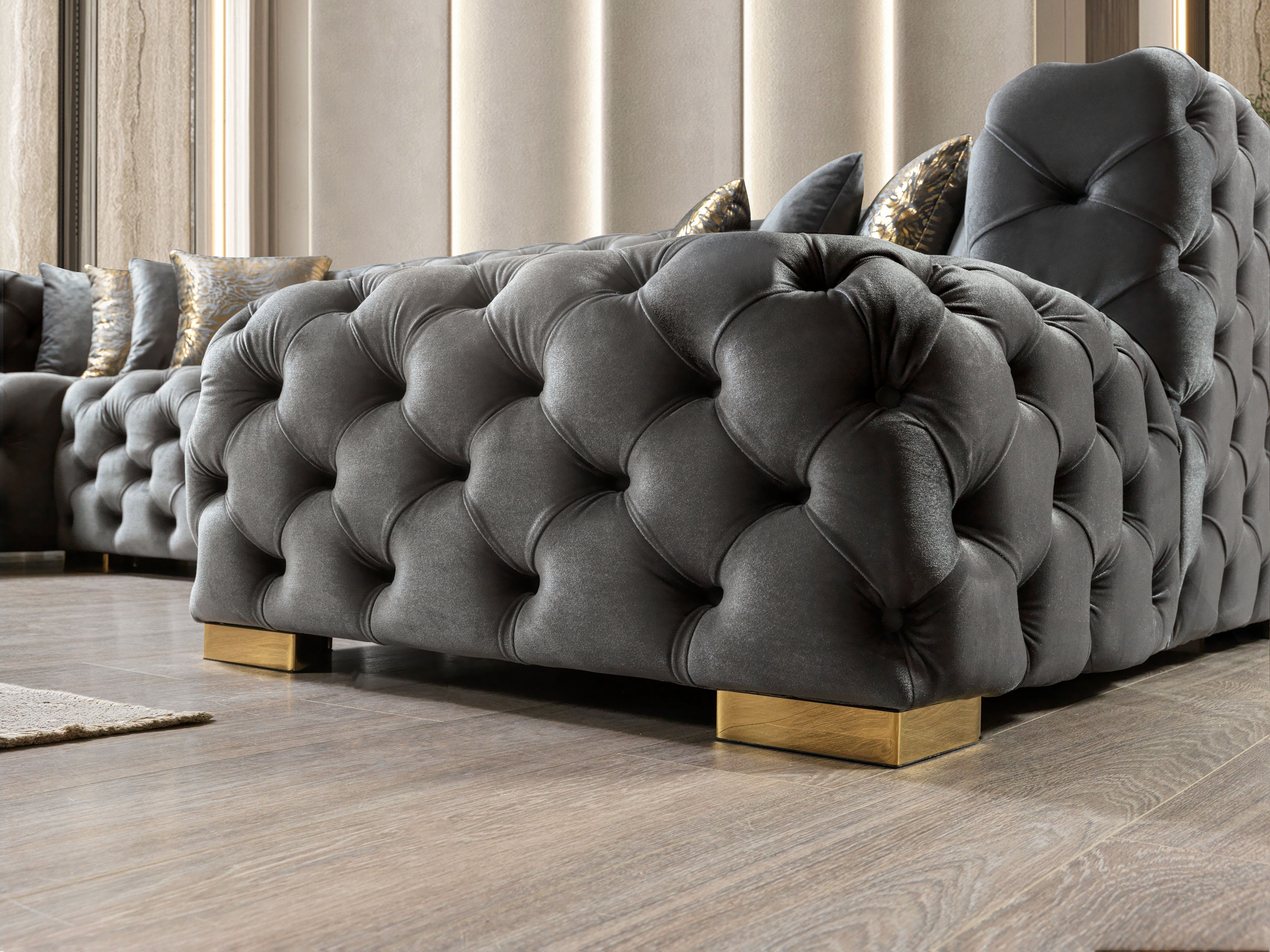 Neva Gray Velvet Double Chaise Sectional, view 9