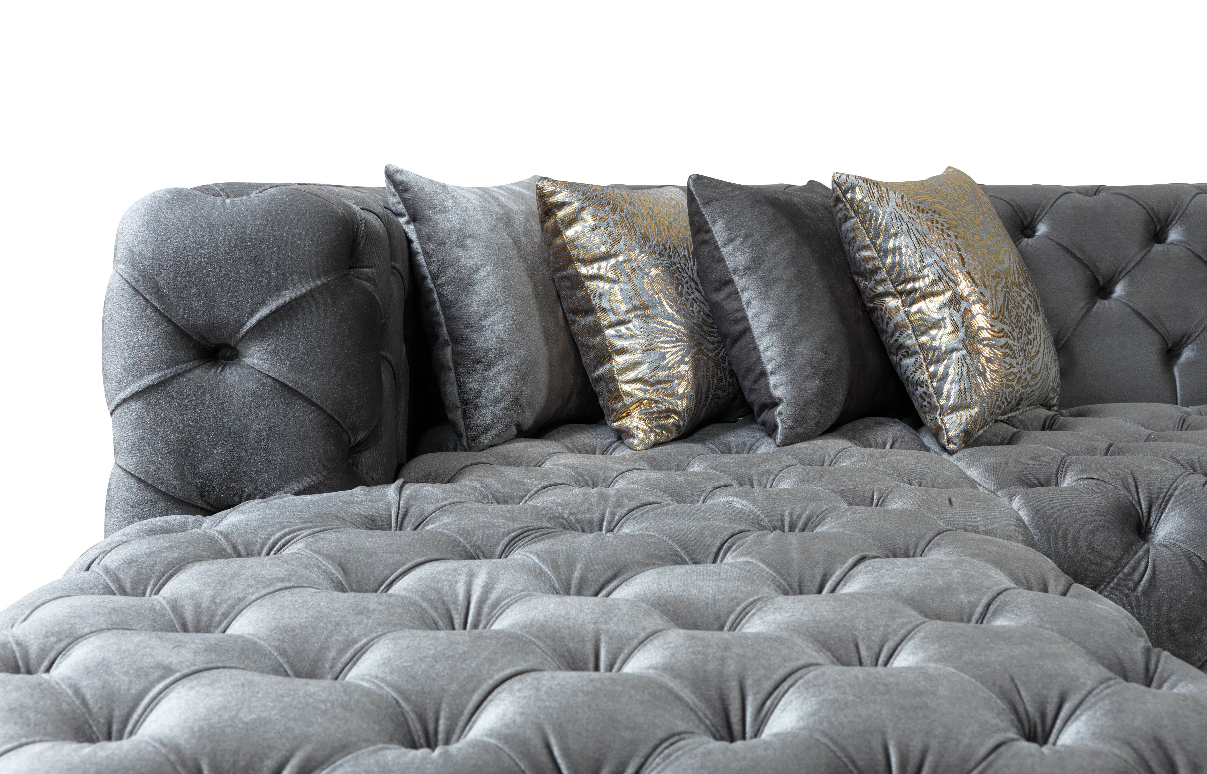 Neva Gray Velvet Double Chaise Sectional, view 8