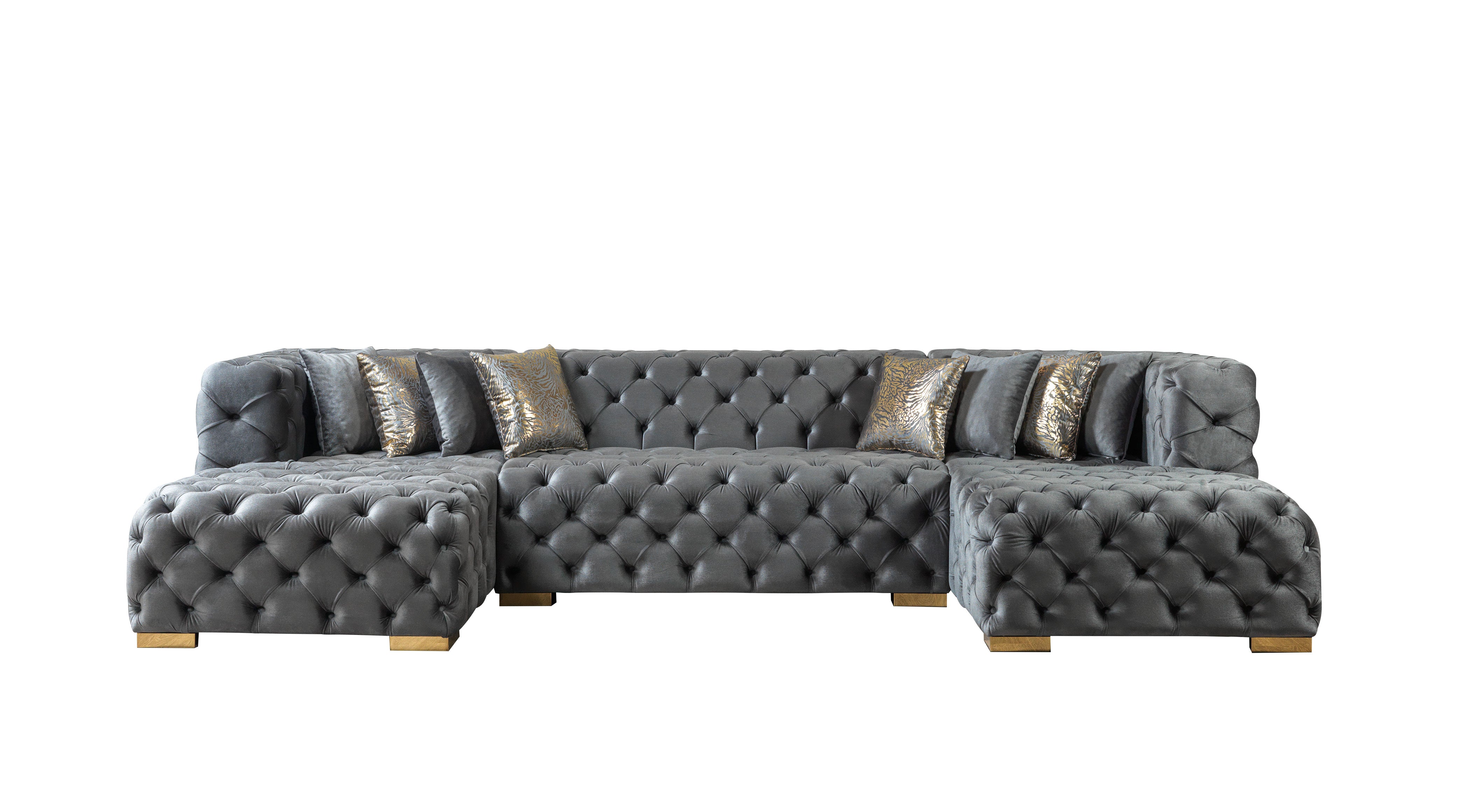 Neva Gray Velvet Double Chaise Sectional, view 10