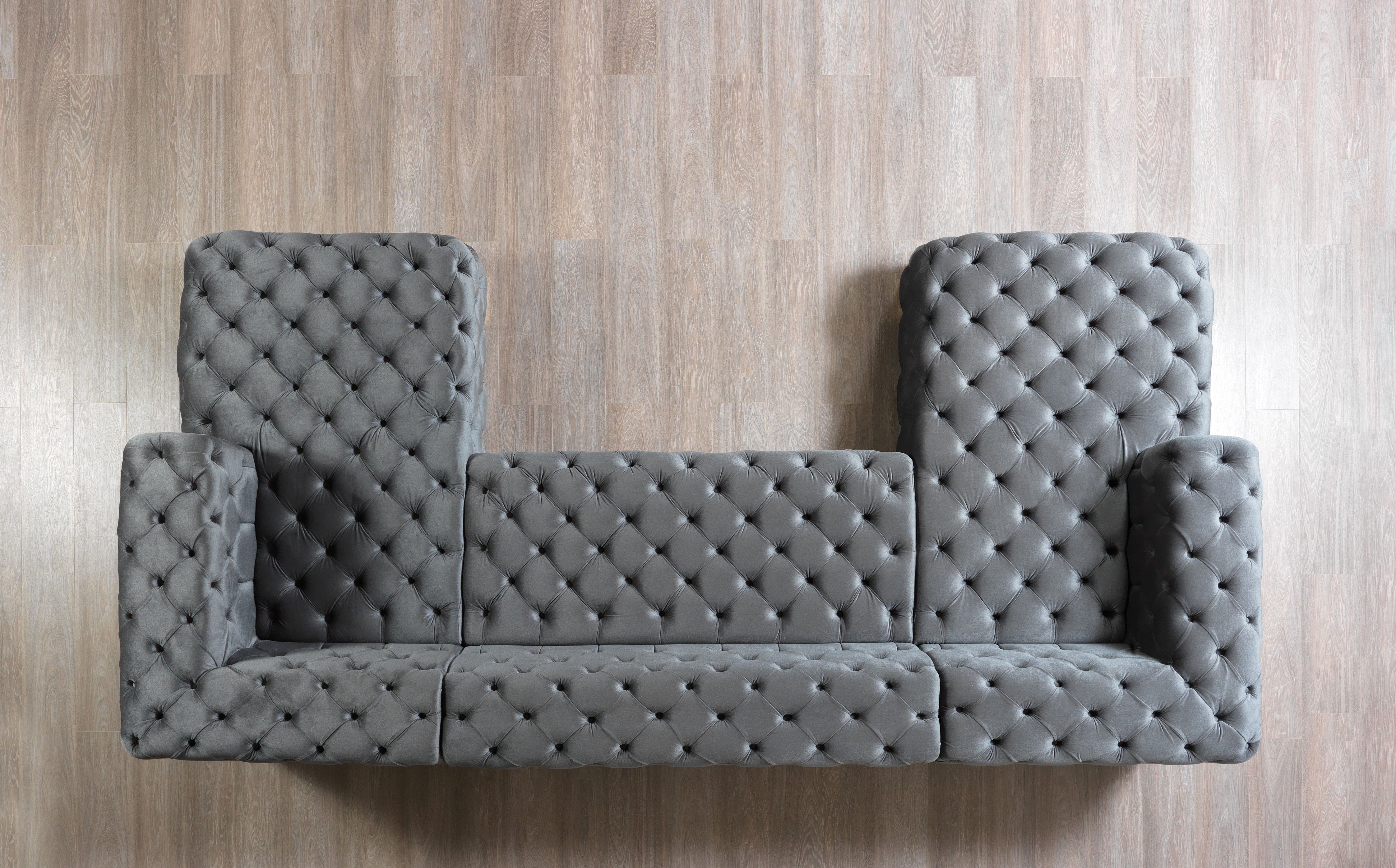 Neva Gray Velvet Double Chaise Sectional, view 5