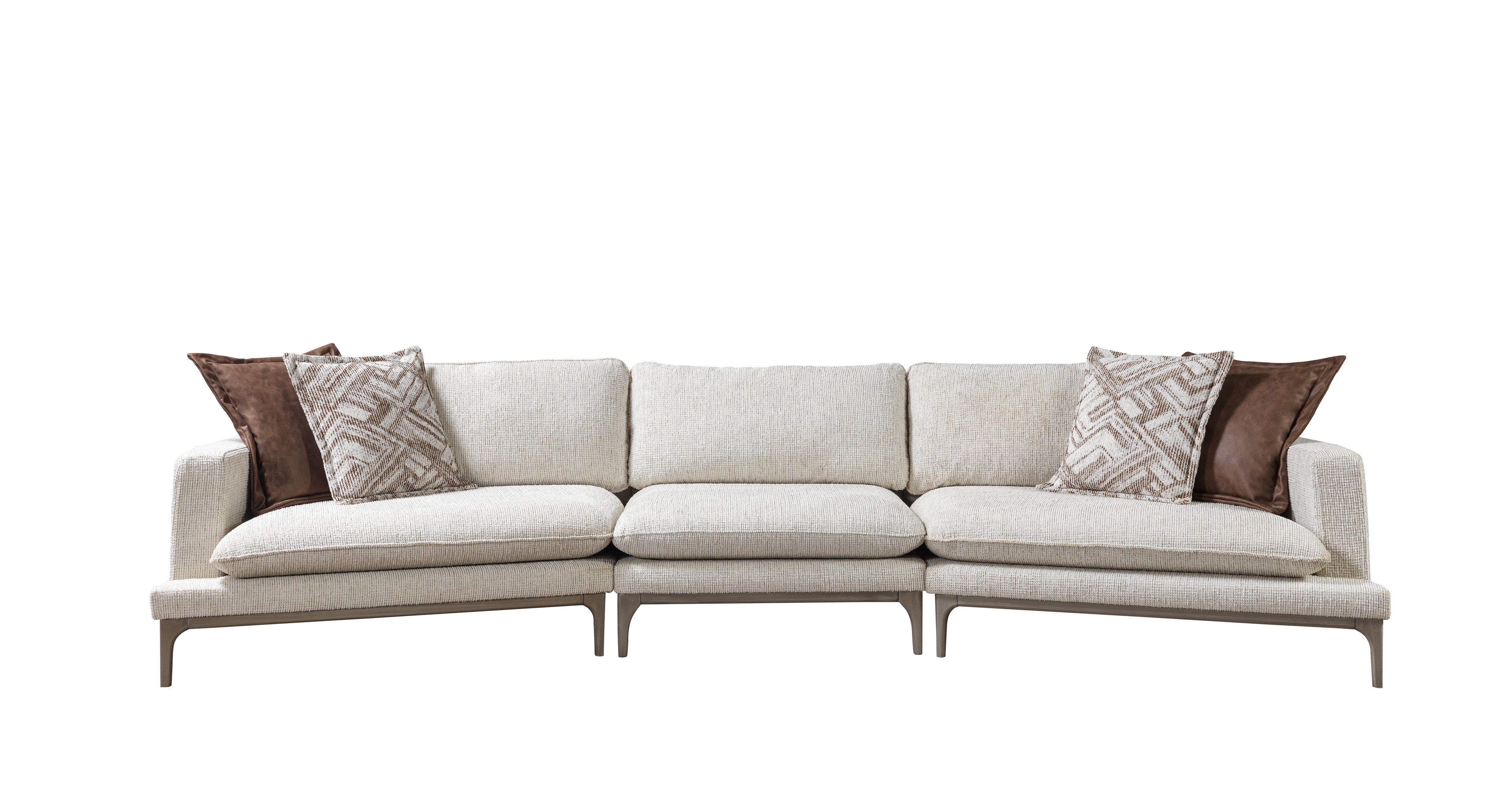 Dylan Ivory Linen 3-Piece Curved Sectional with Ottoman, view 10