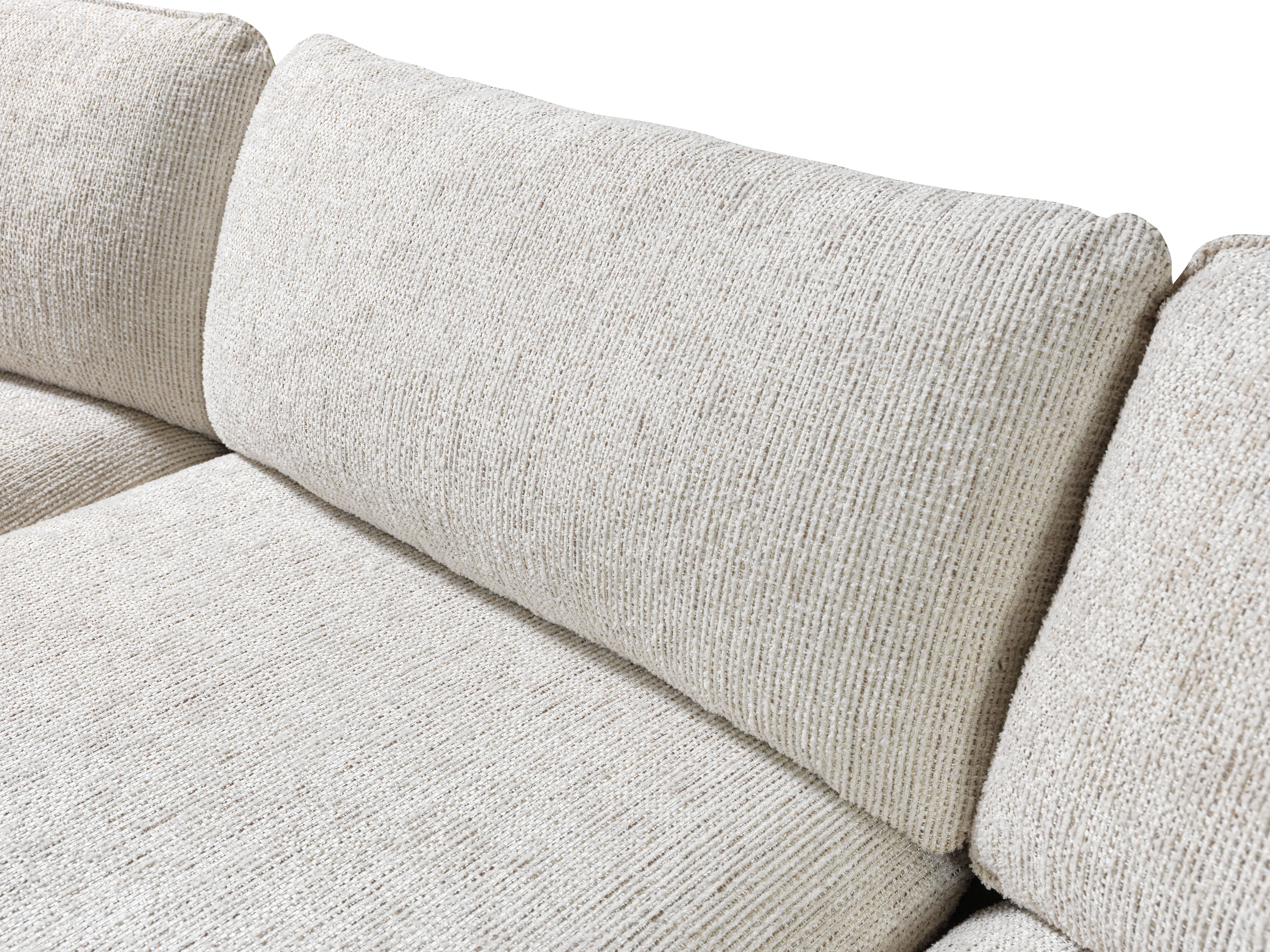 Dylan Ivory Linen 3-Piece Curved Sectional with Ottoman, view 9
