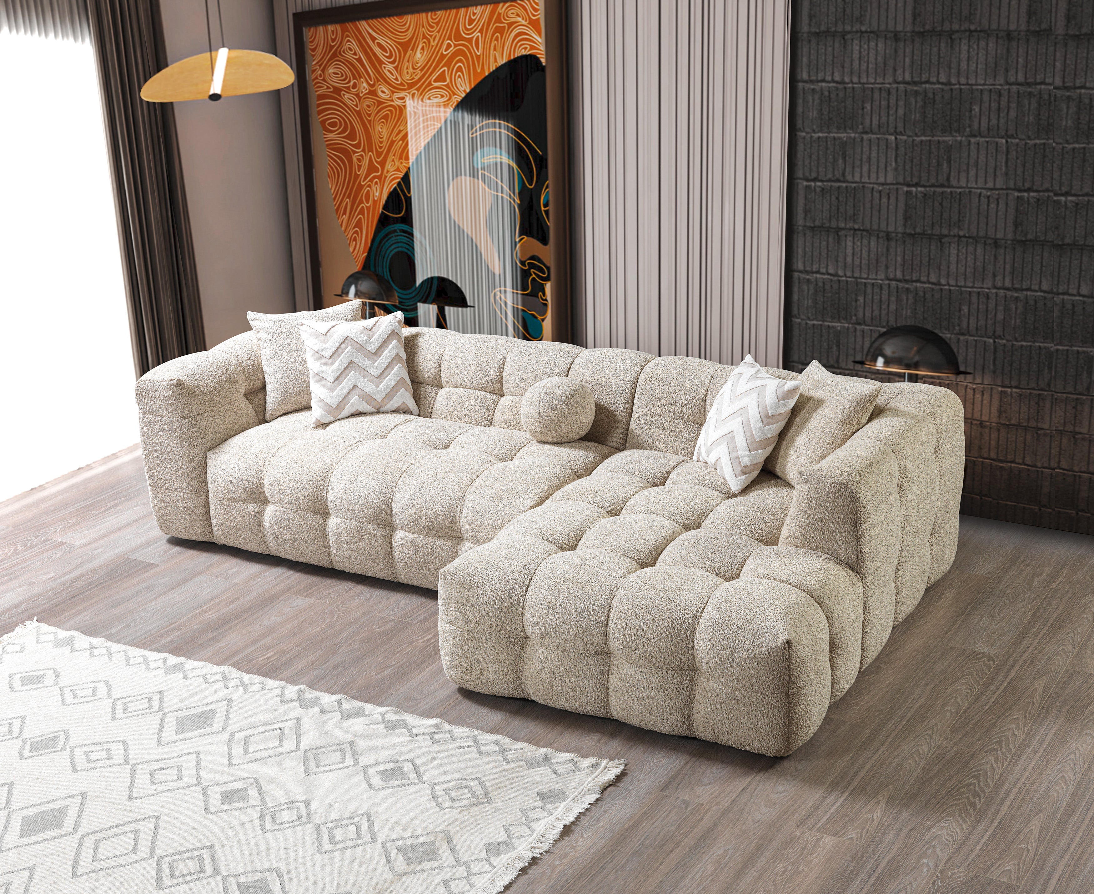 Ivy Sand Boucle RAF Sectional, view 4