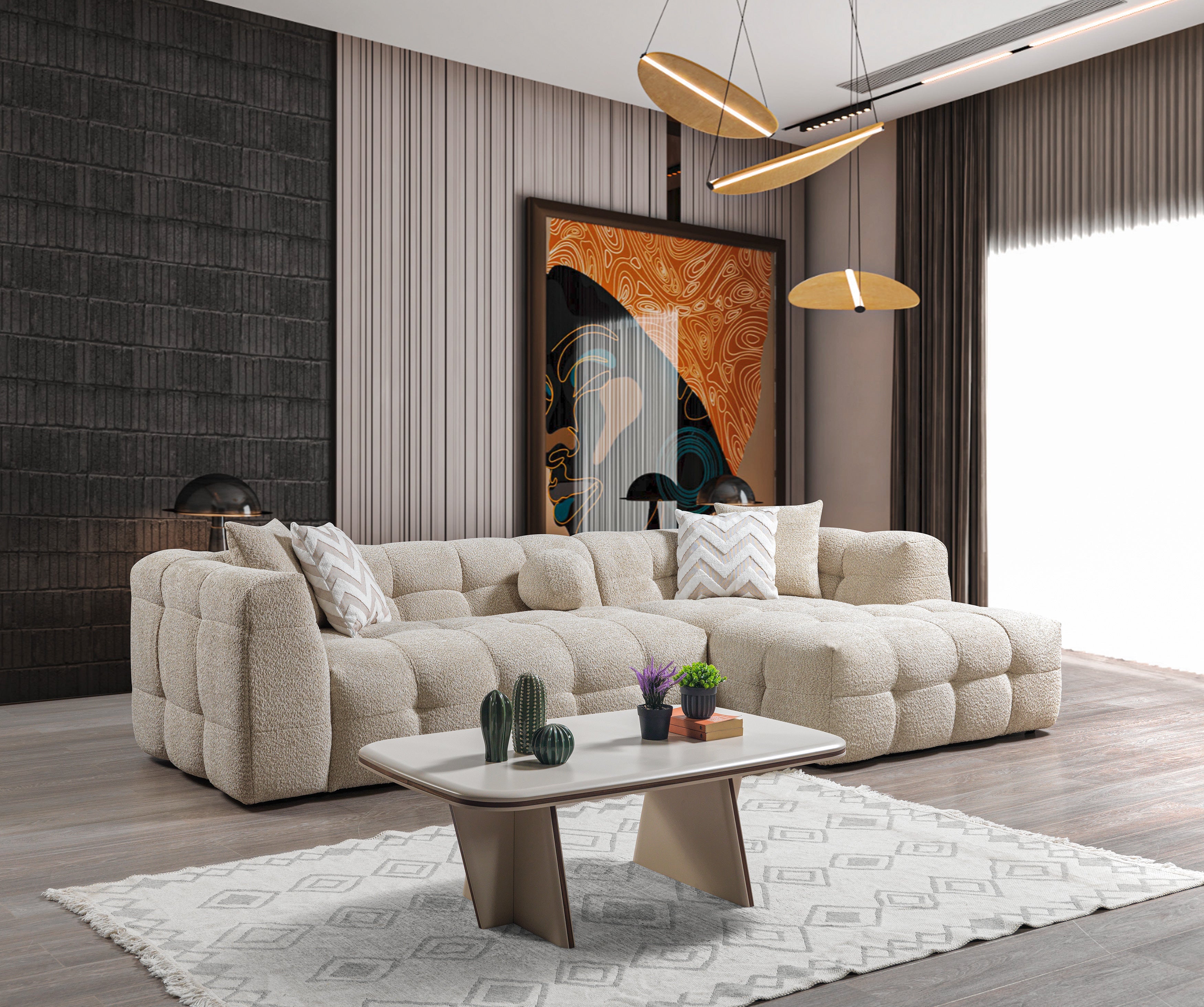 Ivy Sand Boucle RAF Sectional, view 2