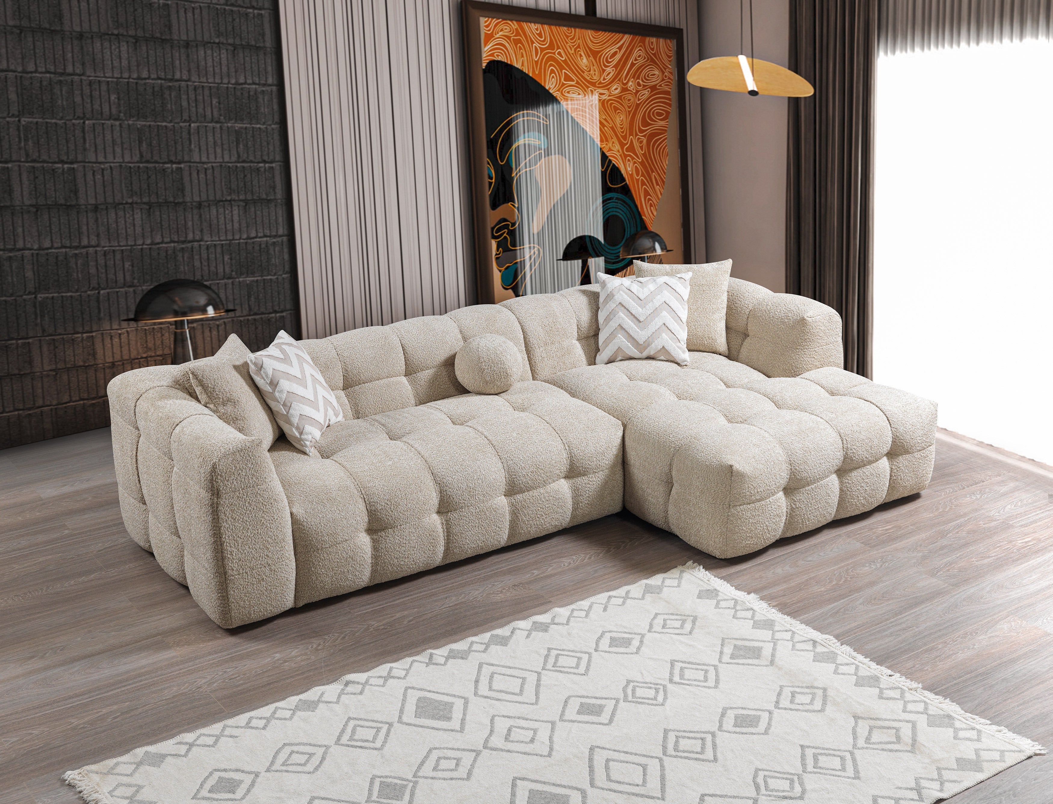 Ivy Sand Boucle RAF Sectional, view 5
