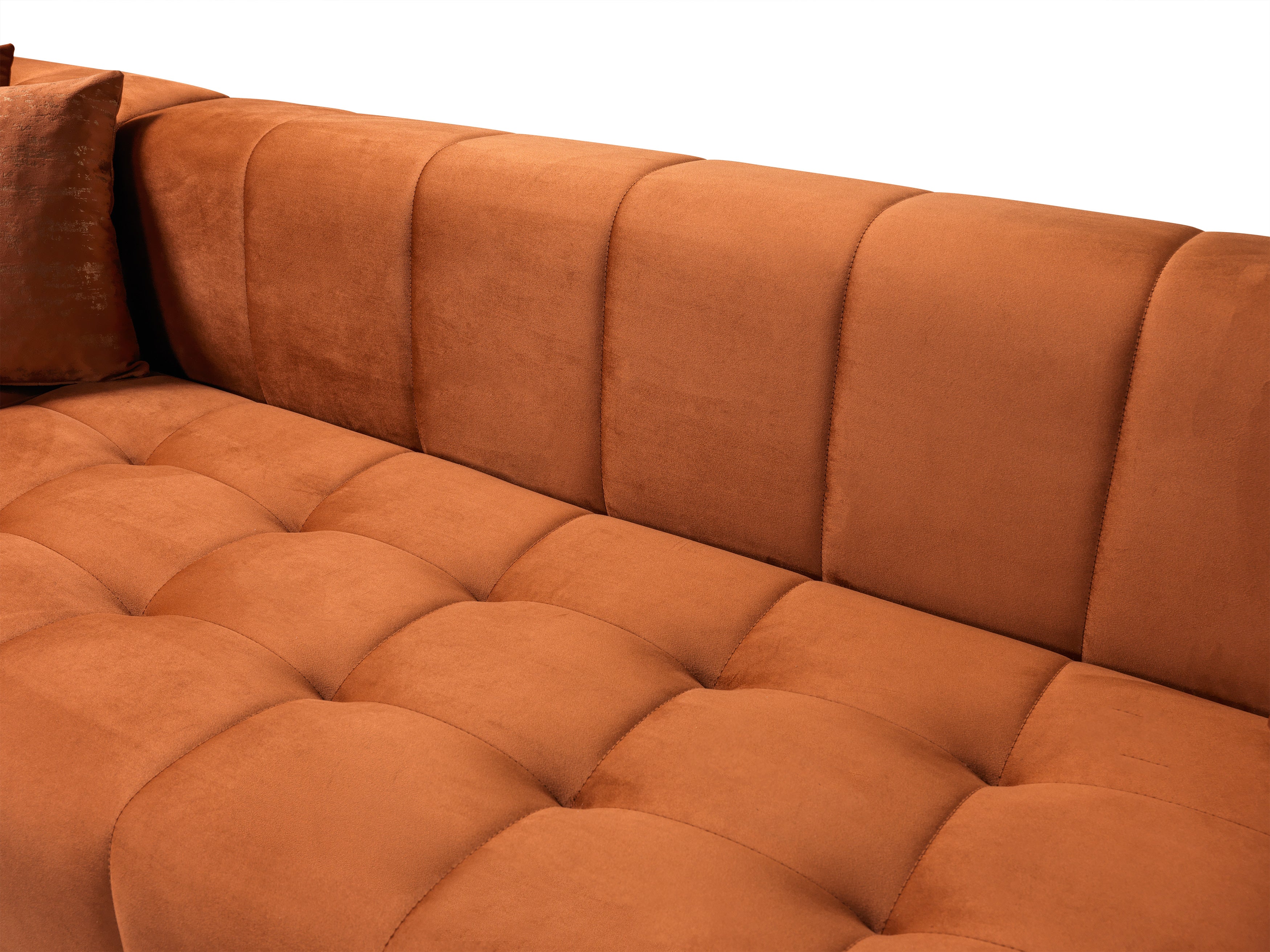 Elisha Orange Velvet Double Chaise Sectional, view 7