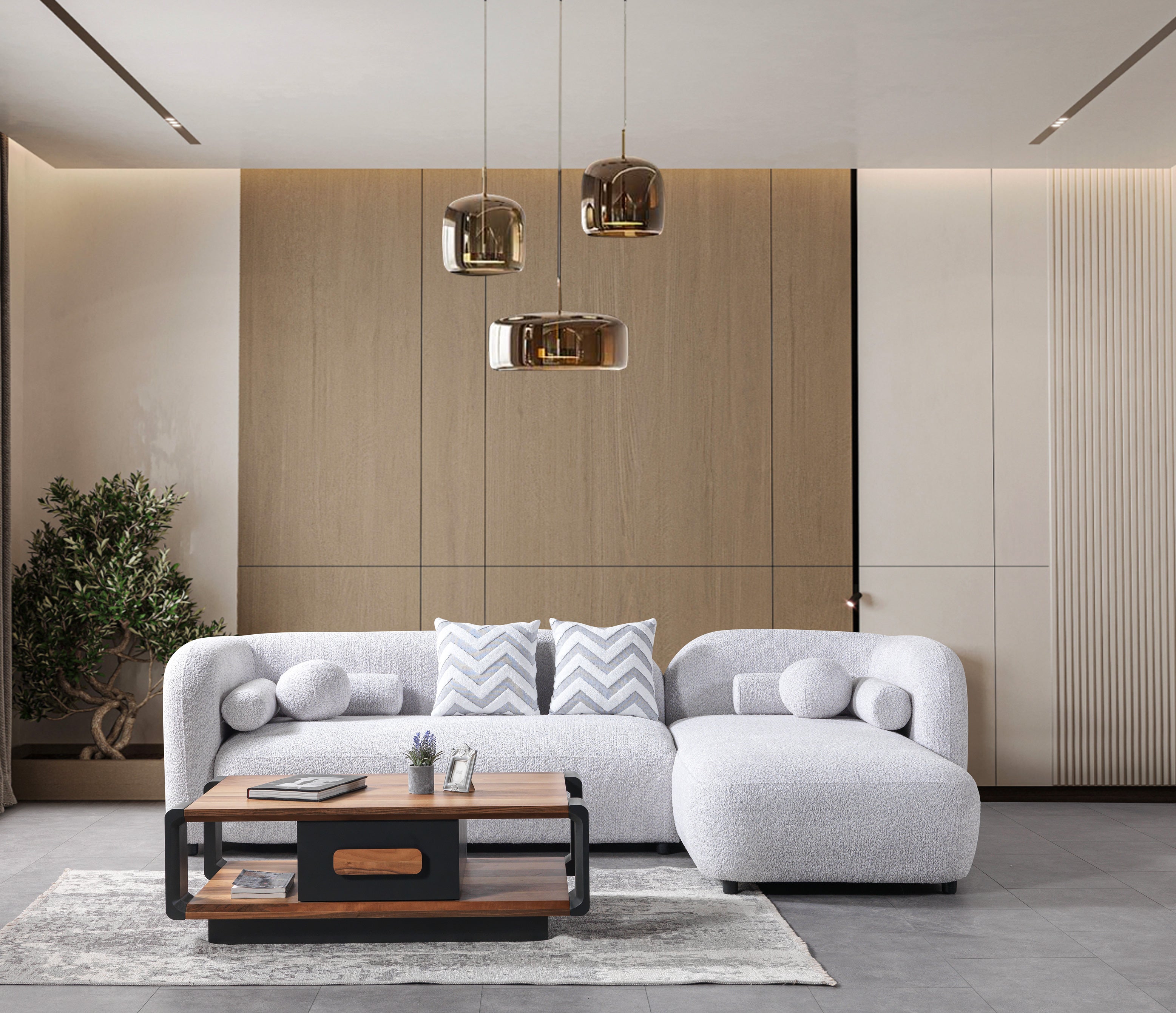 Liva Gray Boucle RAF Sectional