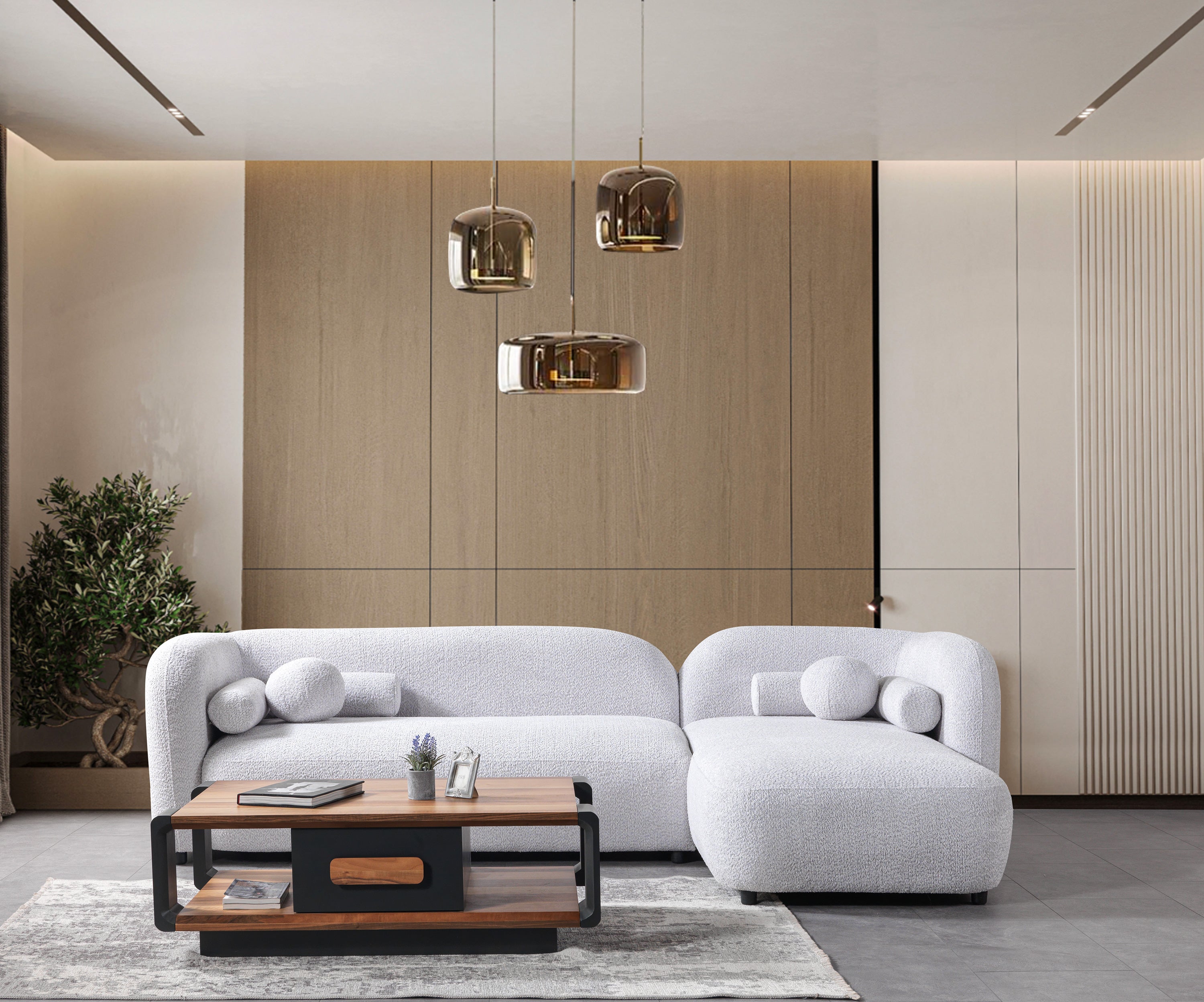 Liva Gray Boucle RAF Sectional, view 4
