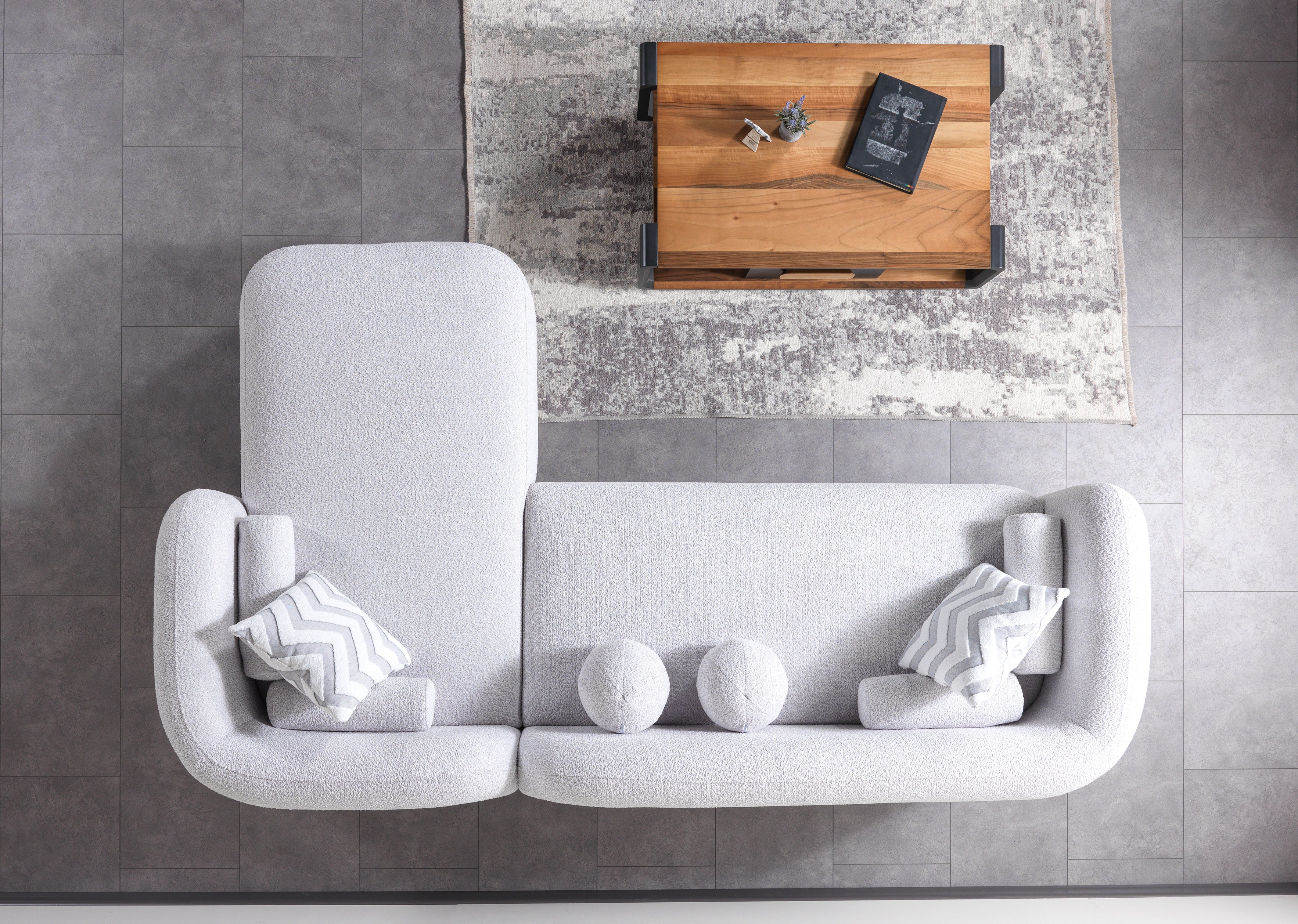 Liva Gray Boucle RAF Sectional, view 5
