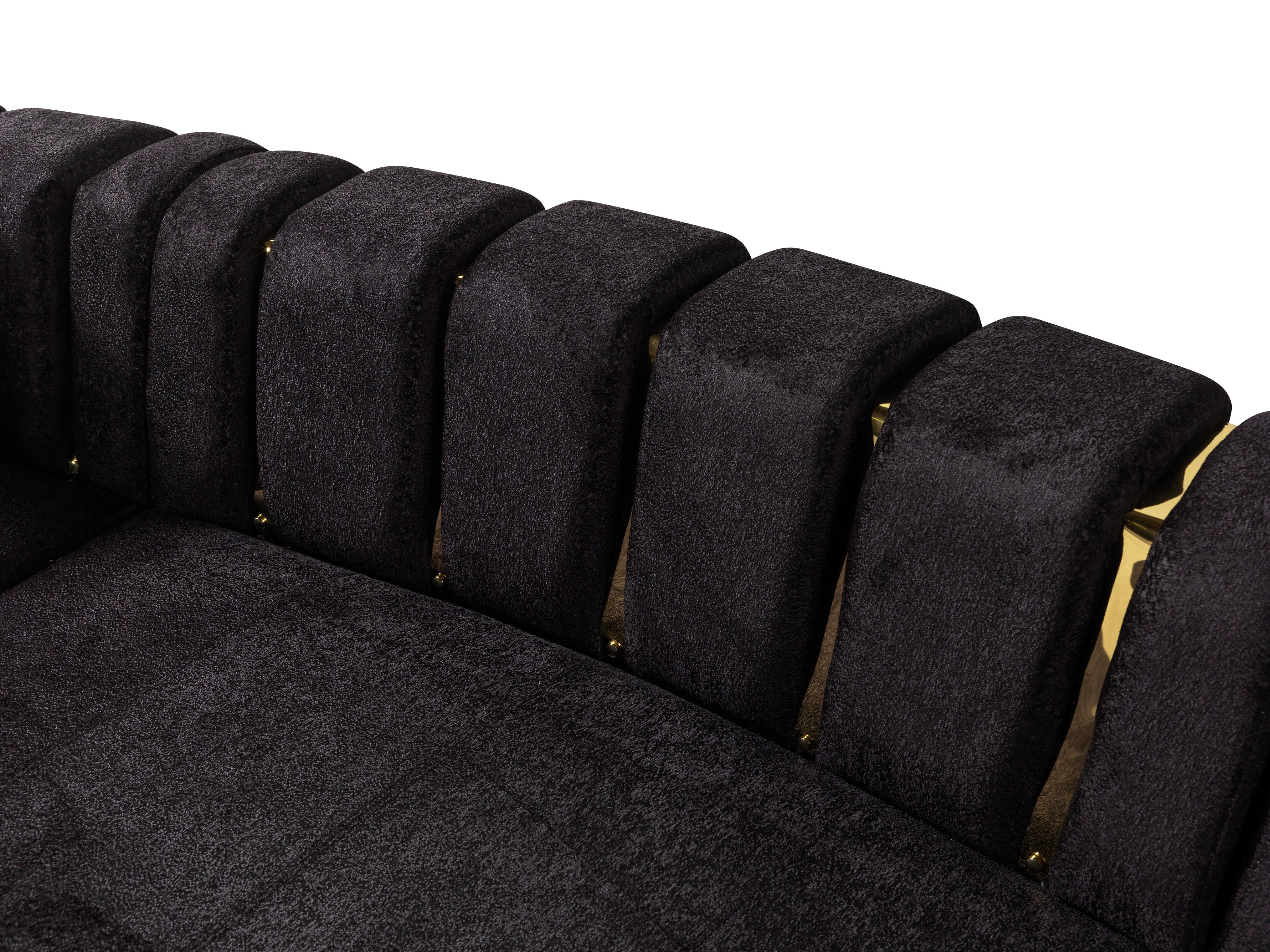Michelle Black Velvet 3-Piece Curved Sectional, view 10