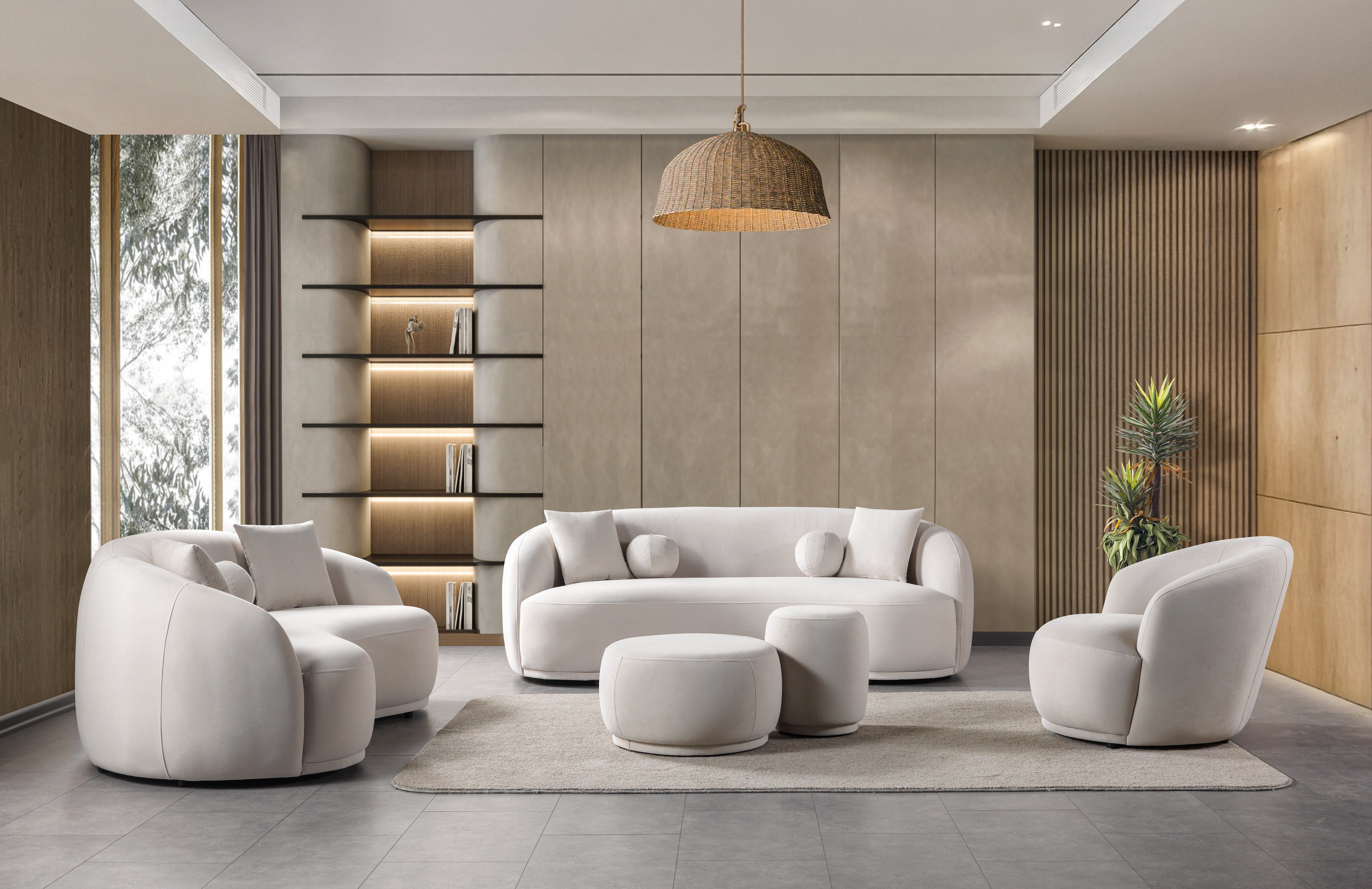 Bonita Ivory Velvet Sofa and Loveseat Set