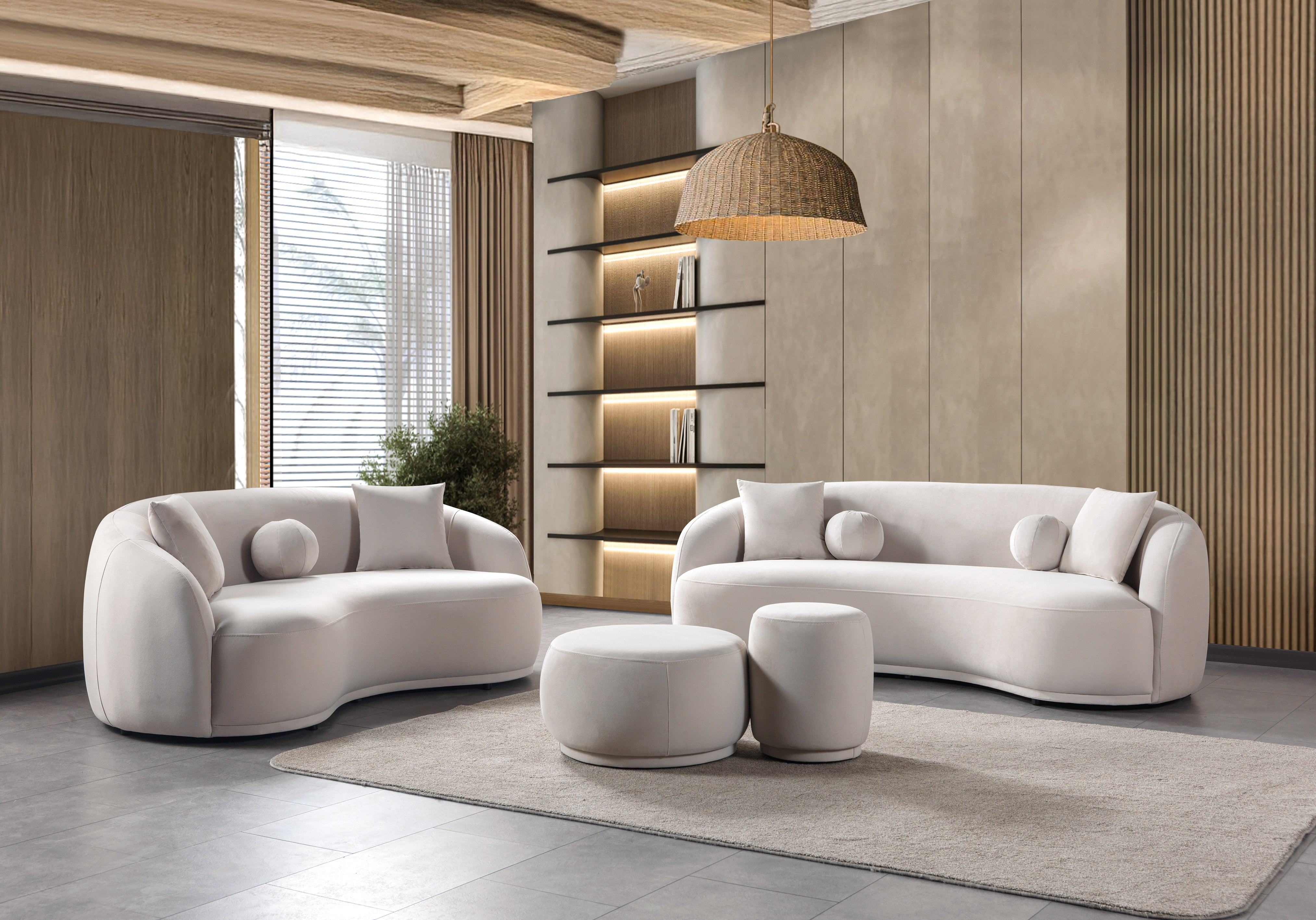 Bonita Ivory Velvet Sofa and Loveseat Set, view 2