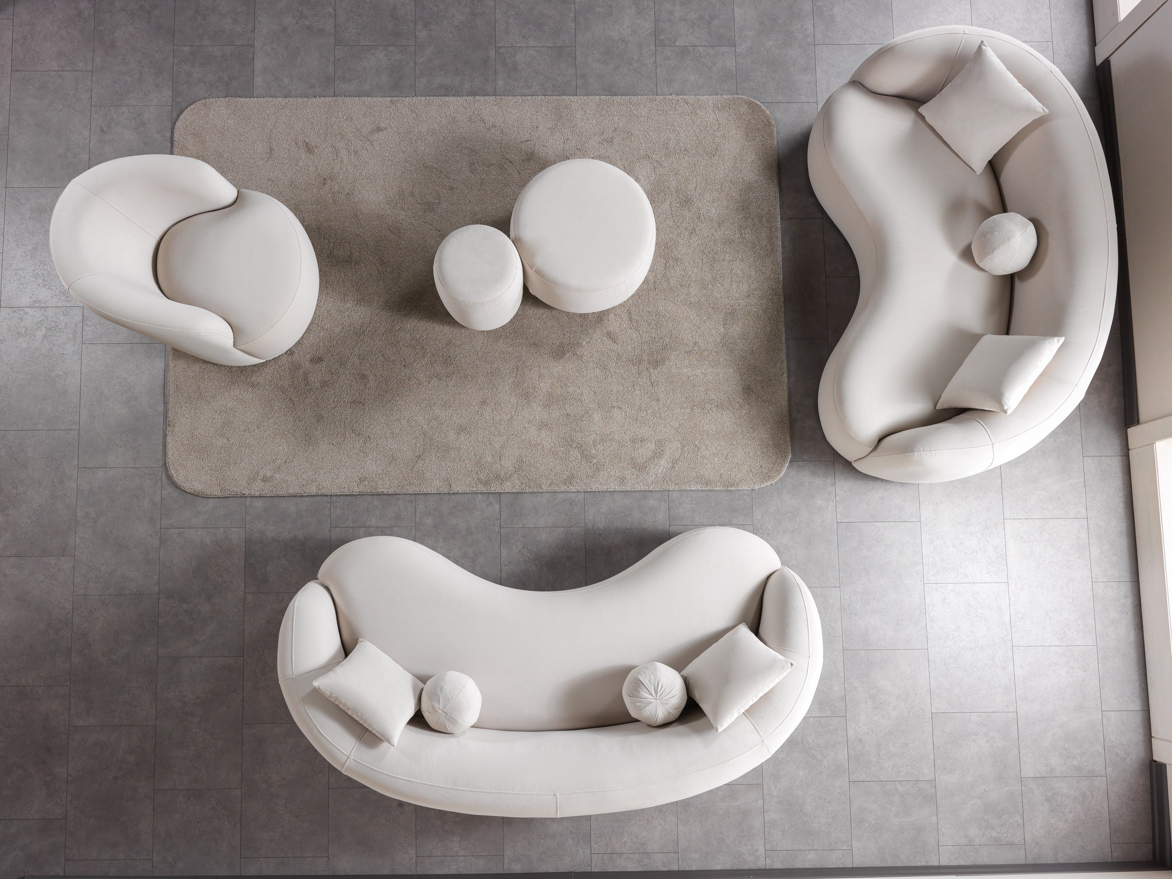 Cloe Ivory Velvet Stool, view 3