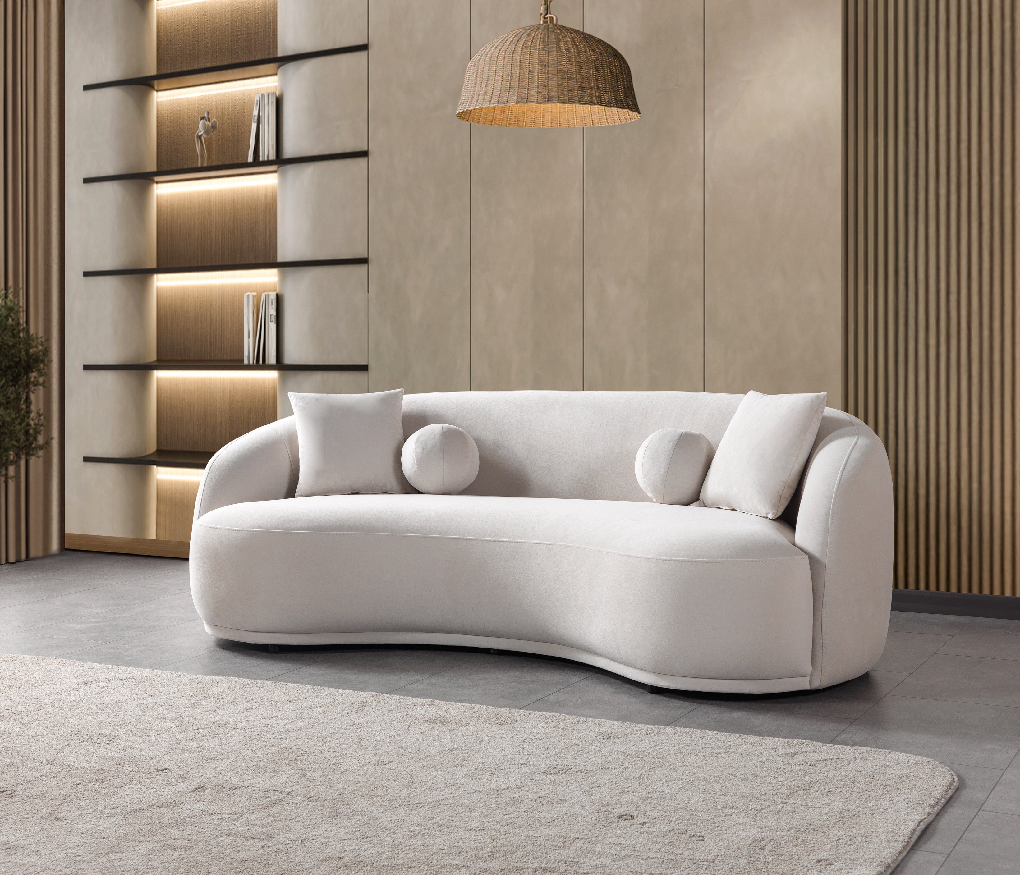 Bonita Ivory Velvet Sofa, view 2