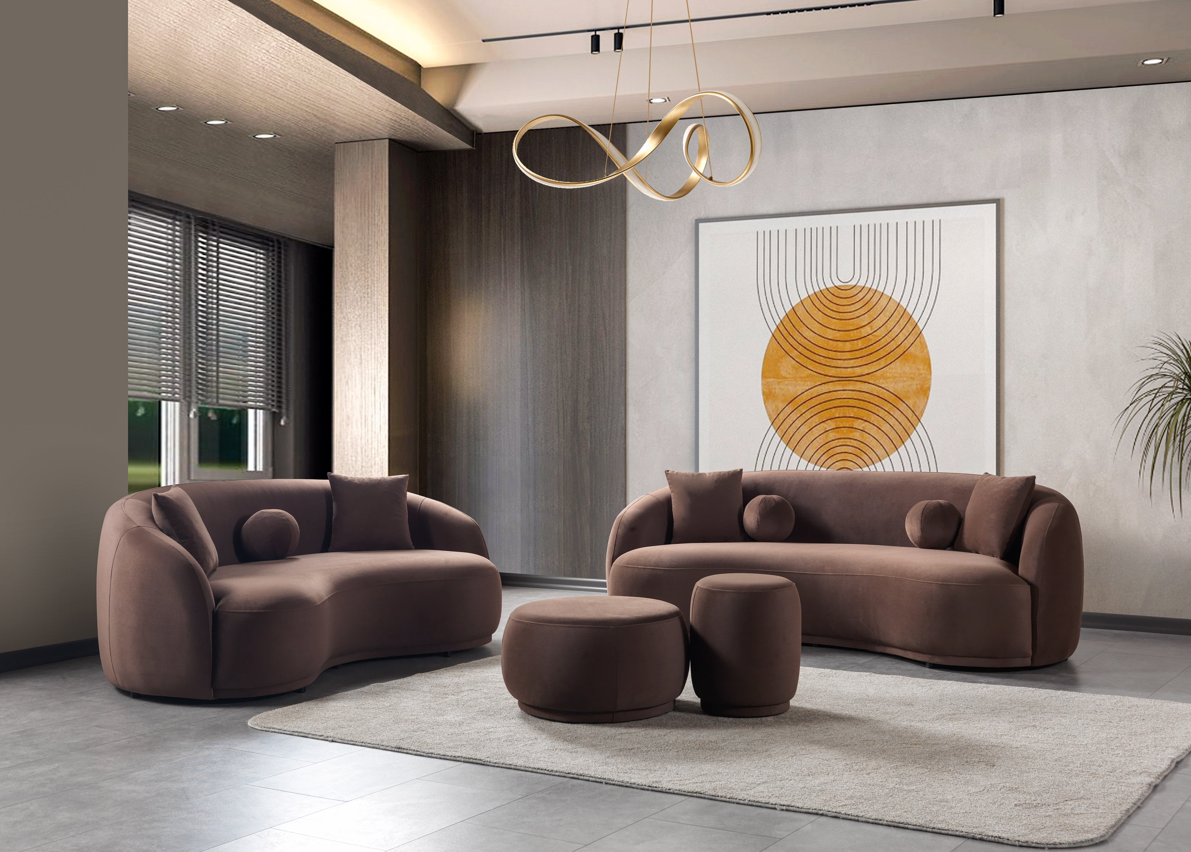 Bonita Coffee Velvet Sofa and Loveseat Set, view 2
