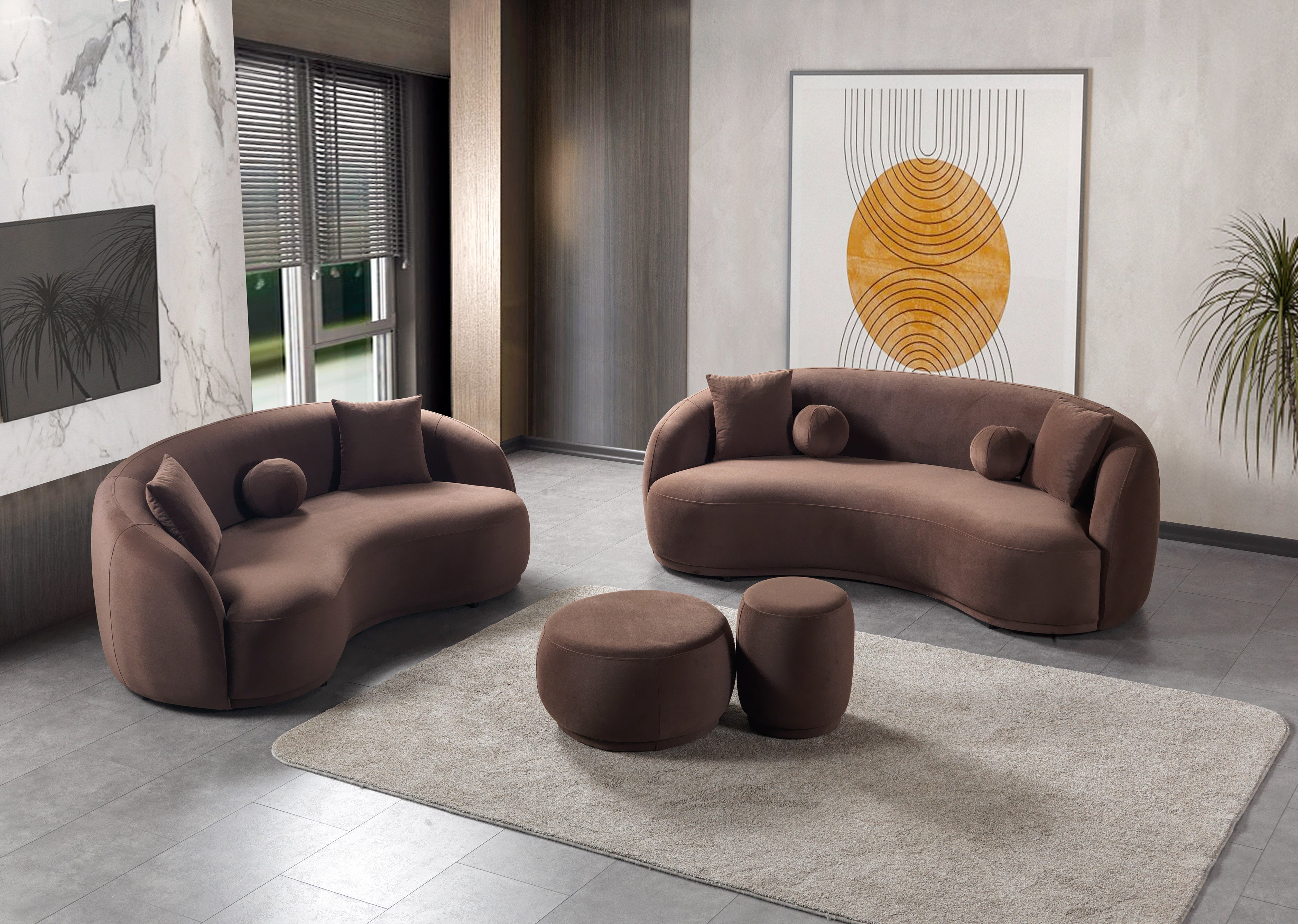 Bonita Coffee Velvet Sofa, view 5