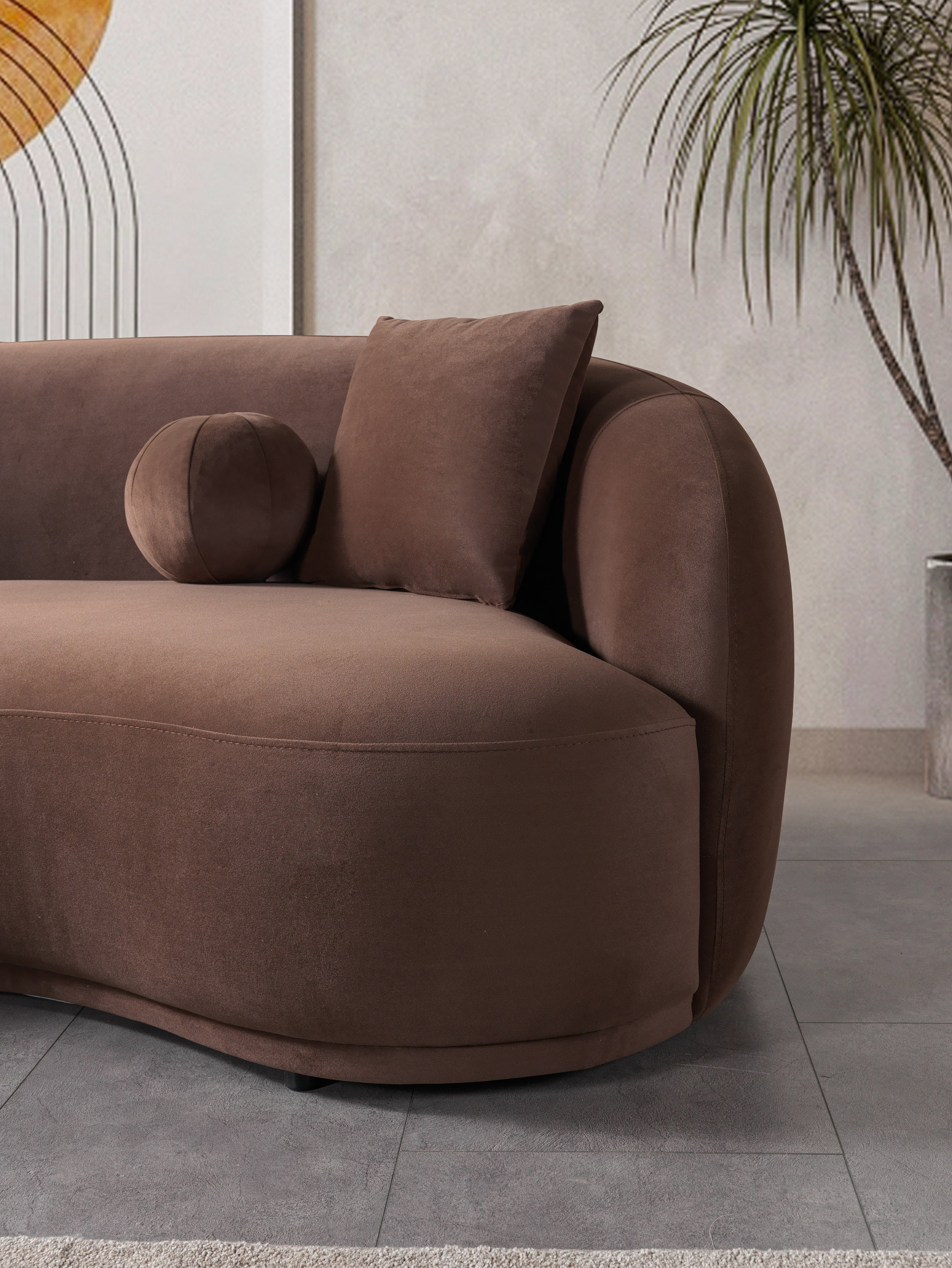 Bonita Coffee Velvet Loveseat, view 4