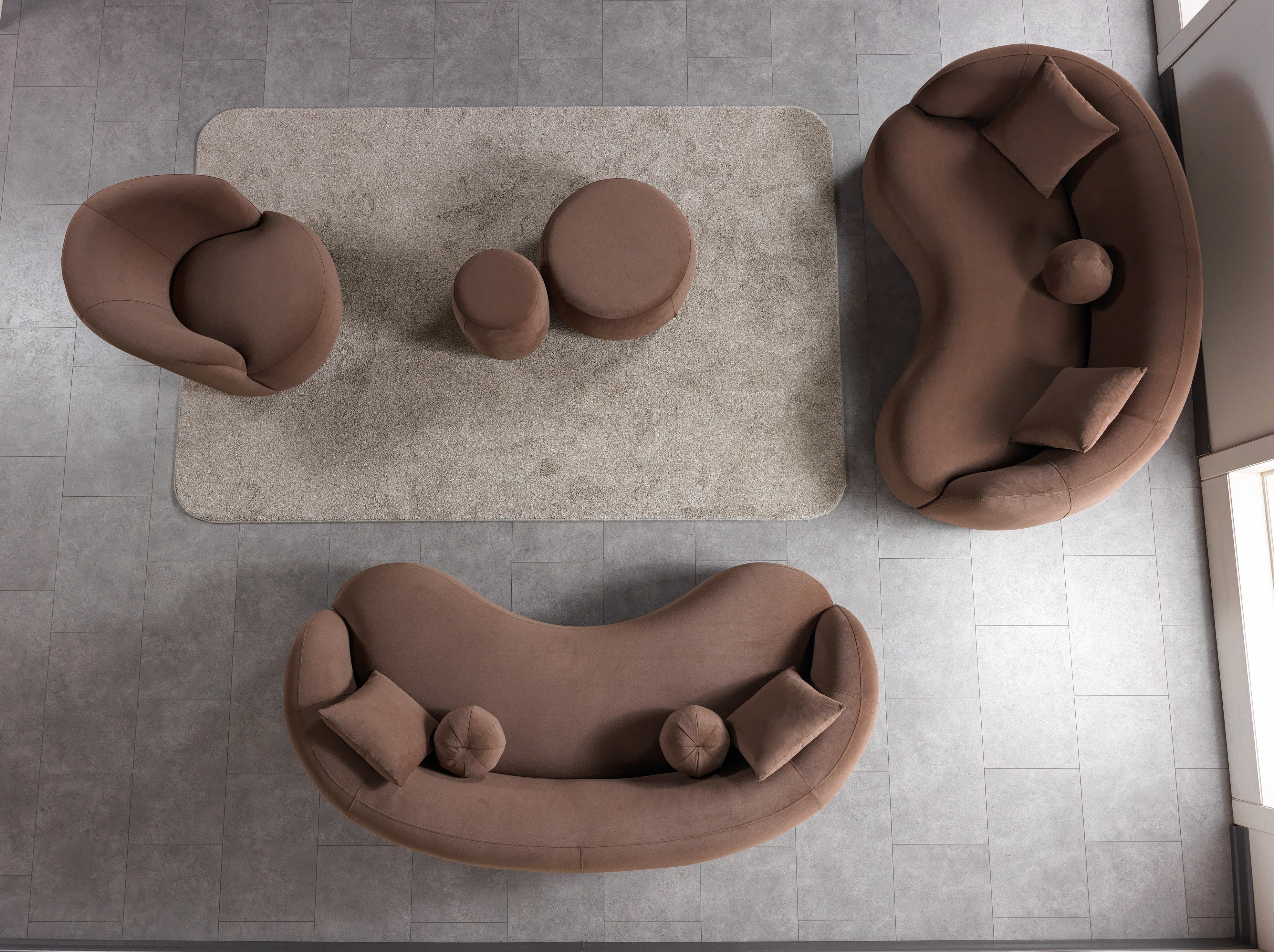 Cloe Coffee Velvet Stool, view 3