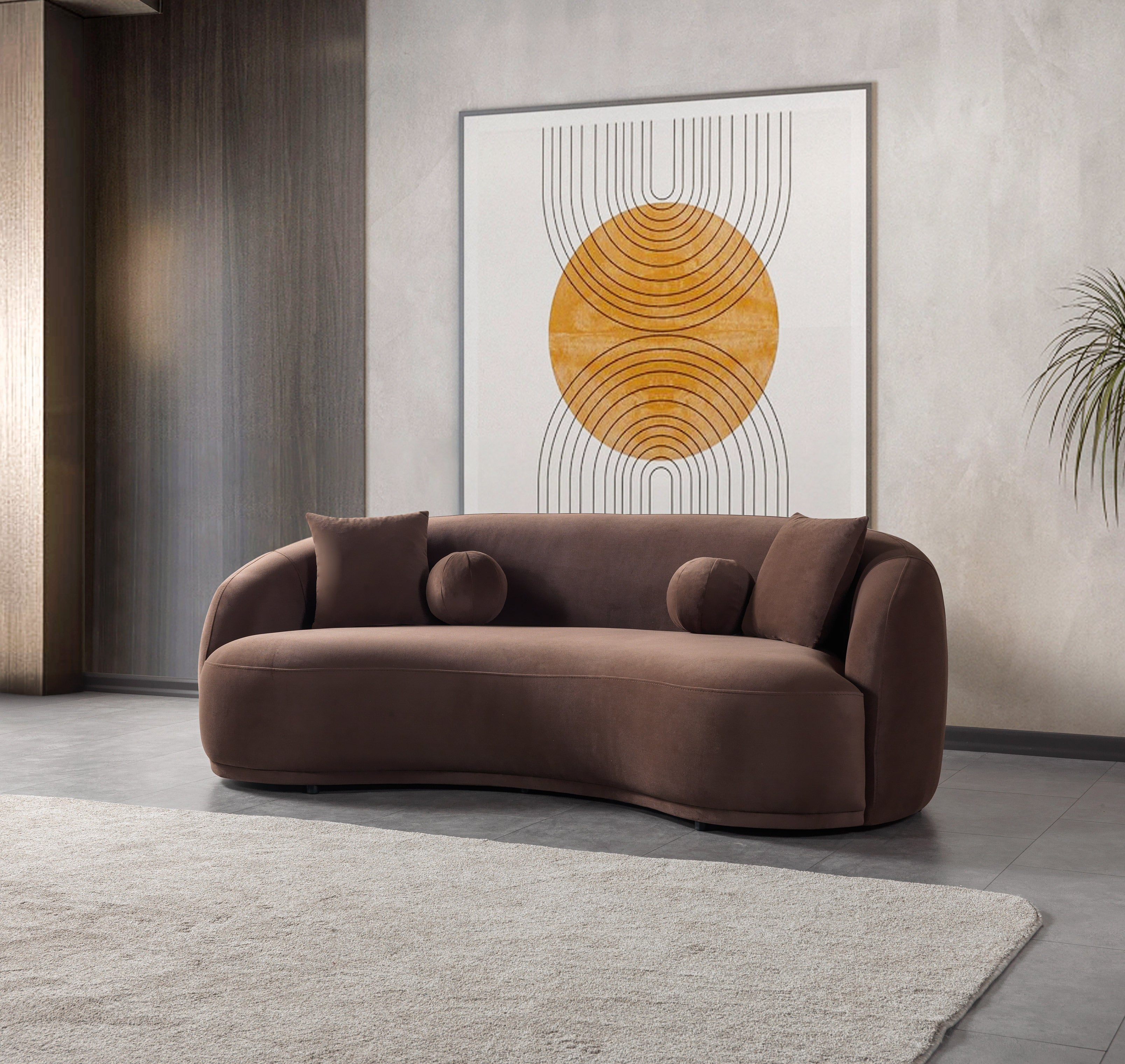 Bonita Coffee Velvet Sofa, view 2