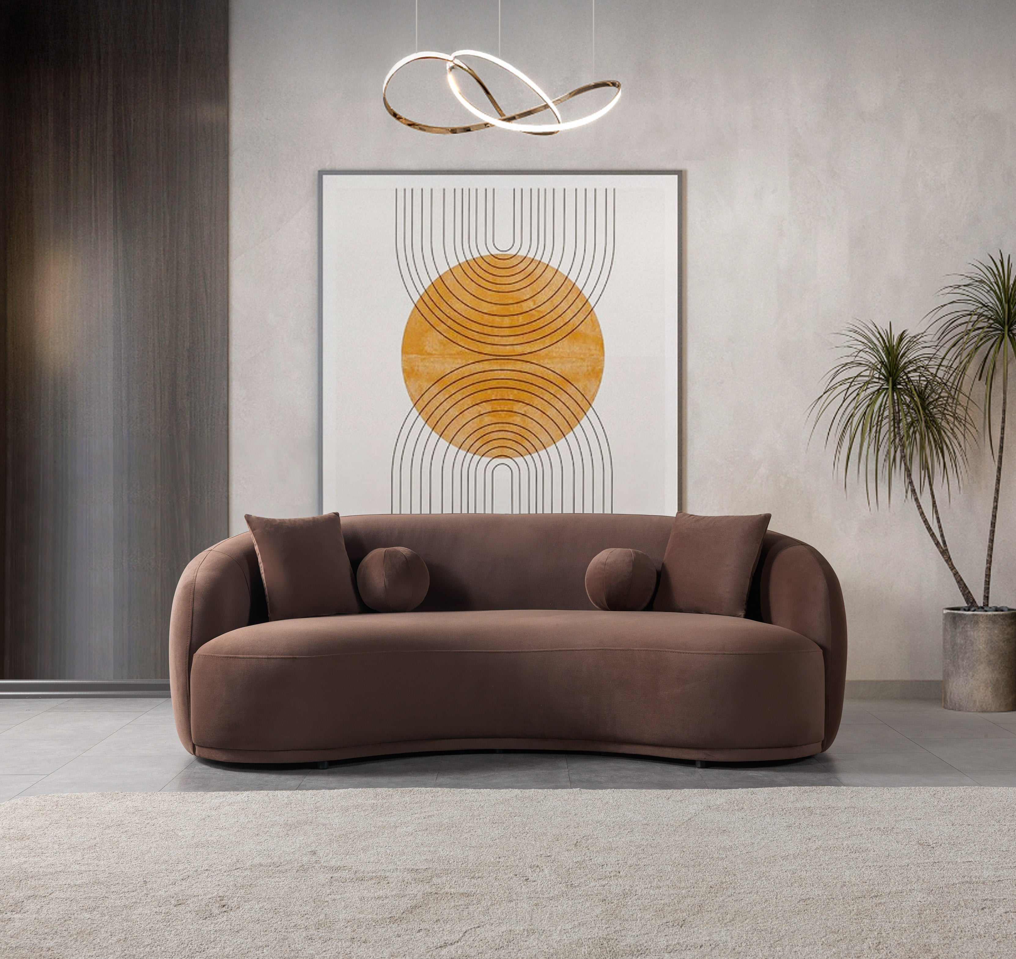 Bonita Coffee Velvet Sofa