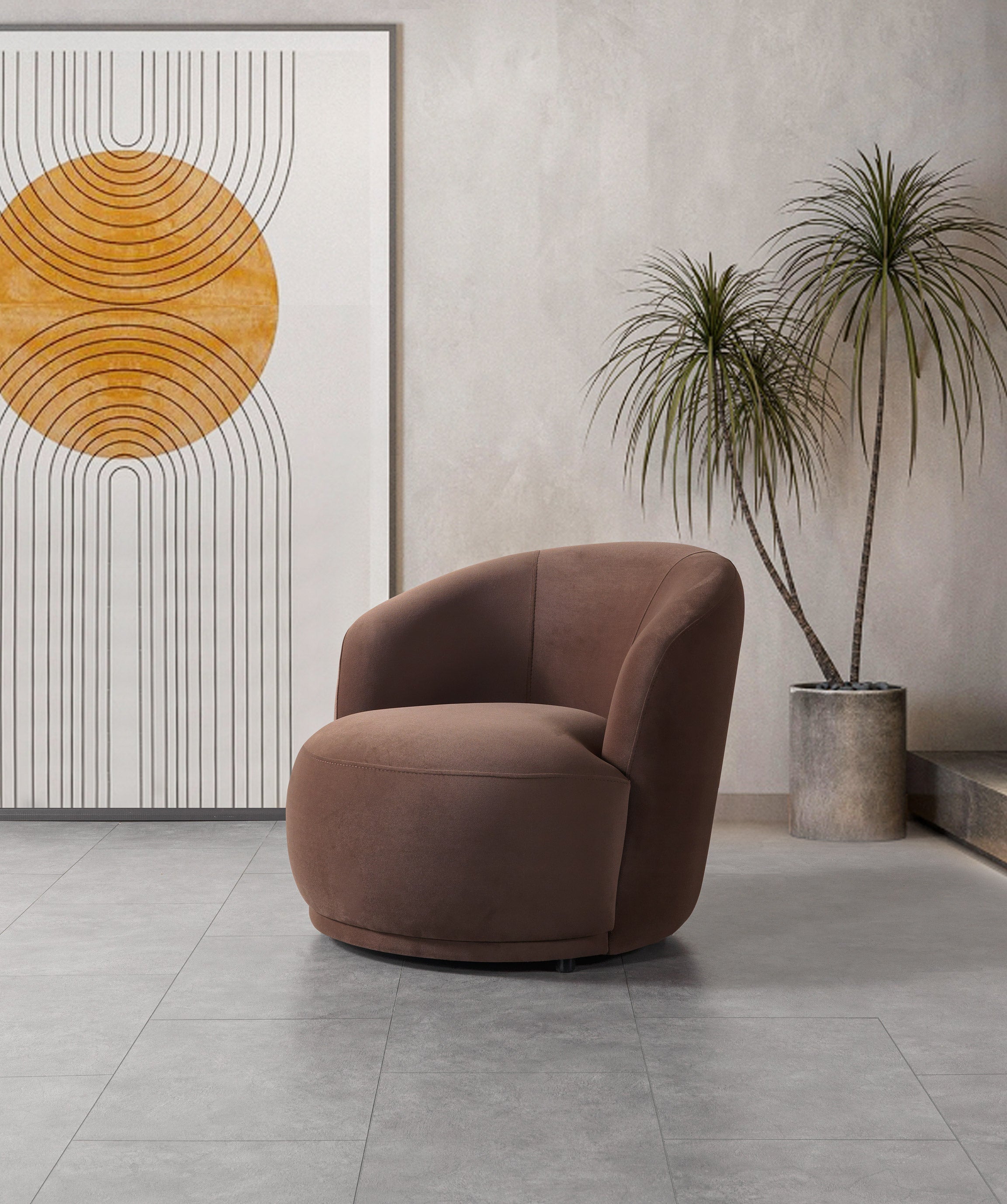 Bonita Coffee Velvet Accent Chair, view 3